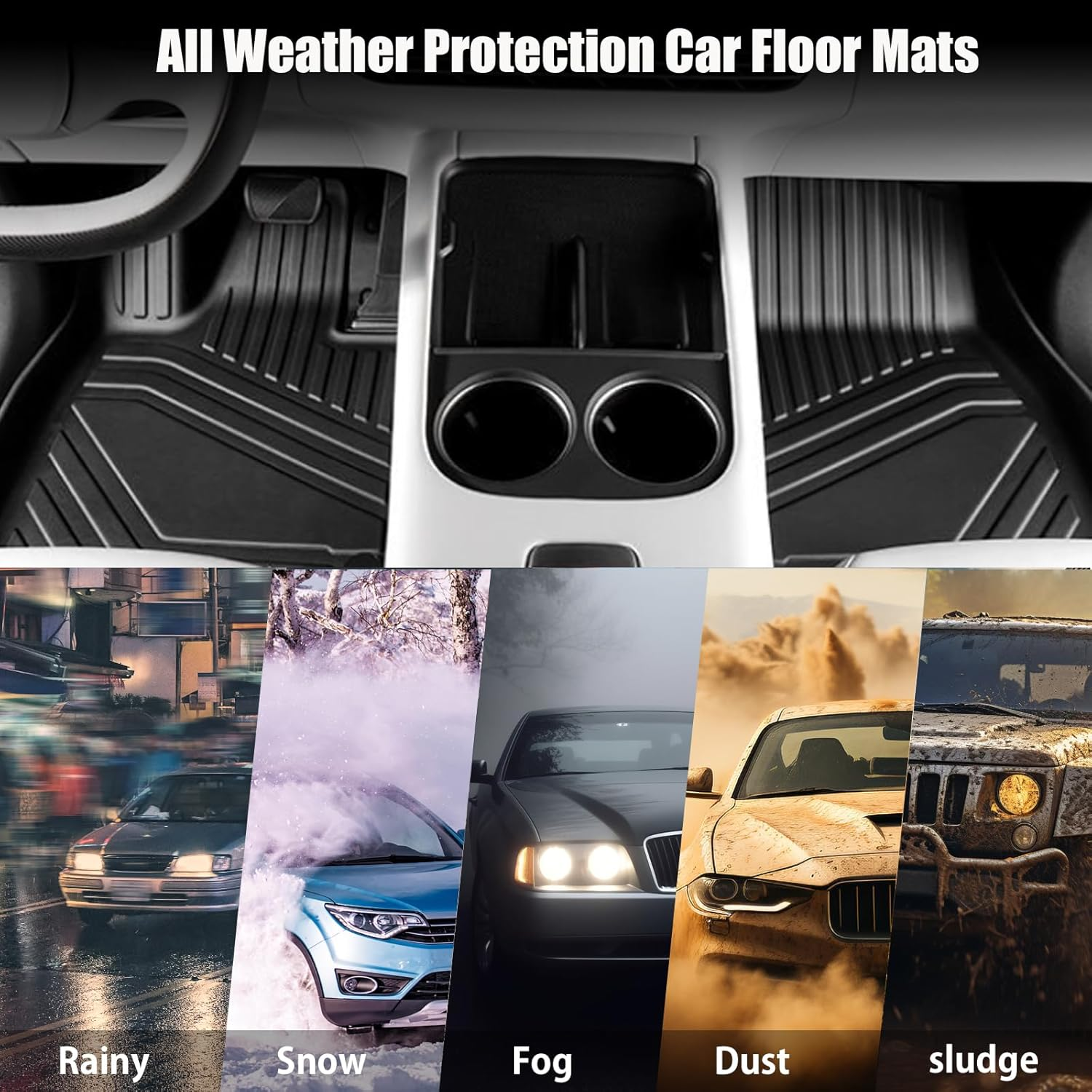 KASUART Floor Mats Fit for Toyota Rav4 2019-2022,TPE All-Weather Protection 1St & 2Nd Row 3D Car Foot Mats, Waterproof/Anti-Slip Custom Fit Heavy Duty Car Floor Mats (Rav4 2019-2022) image number 6