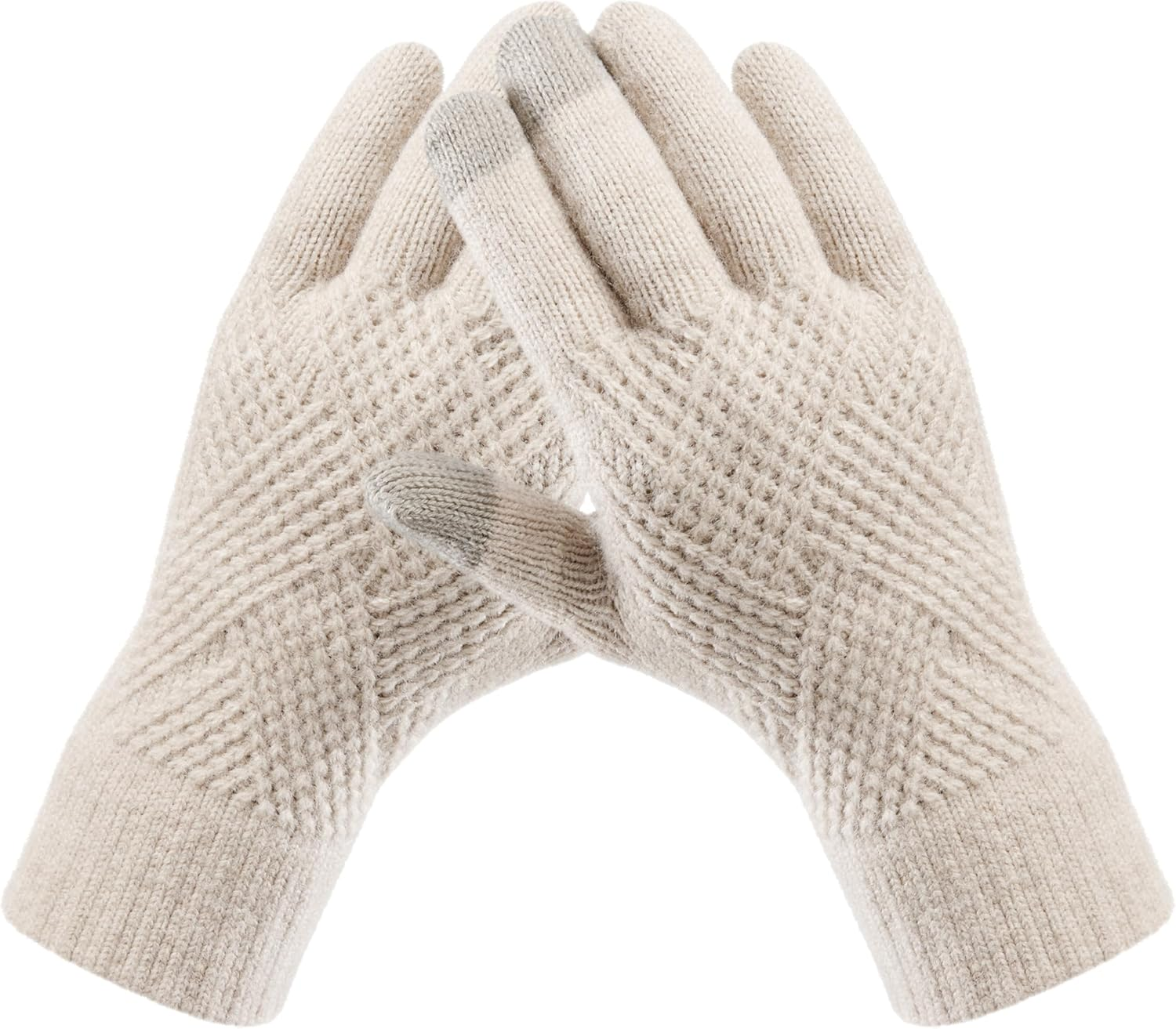 Trifabricy Womens Winter Gloves, Warm Fleece Lined Winter Gloves, Touchscreen Gloves, Elastic Cuff Knit Wool Gloves for Women