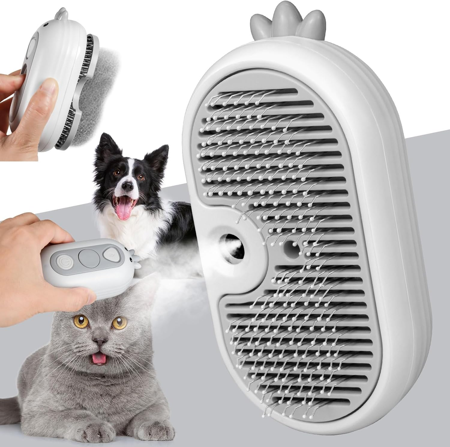 TOHDHC Cat Steam Brush, Spray Cat Brush with Release Button, Self-Cleaning Steam Pet Brush for Cat Shedding, Cat Grooming Brush for Removing Knots, Loose Hair
