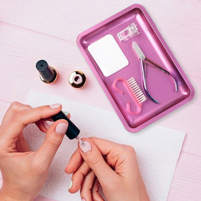 1 PCS Blue Stainless Steel Tray, Small Decorative Storage Tray for Bathroom, Washbasin, Bedroom, Foyer, Kitchen image number 1