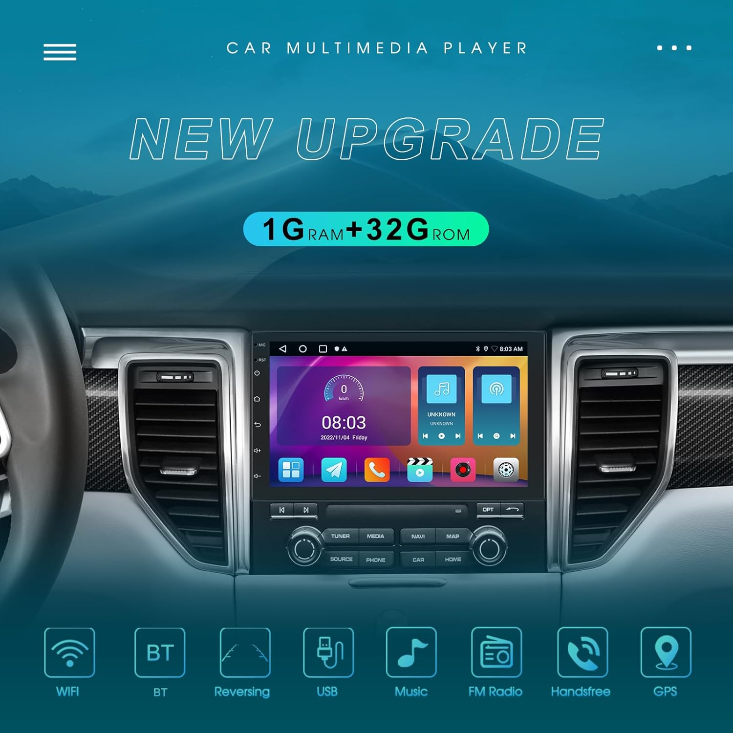 Rimoody 7 Inch Android Double Din Car Stereo Mirror Link, Touchscreen Car Radio 2 Din with GPS Navigation Bluetooth FM RDS Wifi USB Backup Camera 1G 32G image number 5