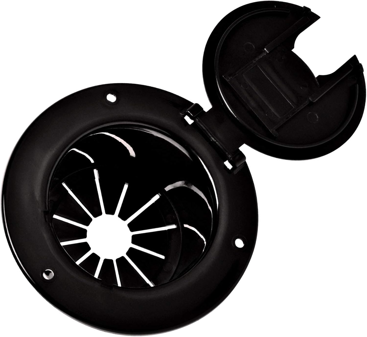 RV Electric Cable Hatch for 30 and 50 Amp Cords Replacement 5 Inch Deluxe round Electrical Cable Hatch Black image number 3