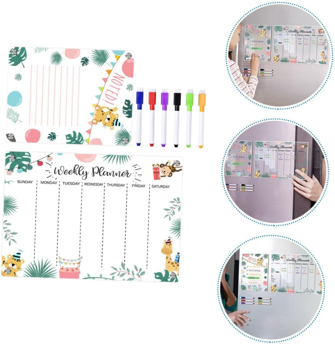 TEHAUX Magnetic Planning Message Board Whiteboard Calendar Acrylic Magnetic Dry Erase Fridge Planner Board