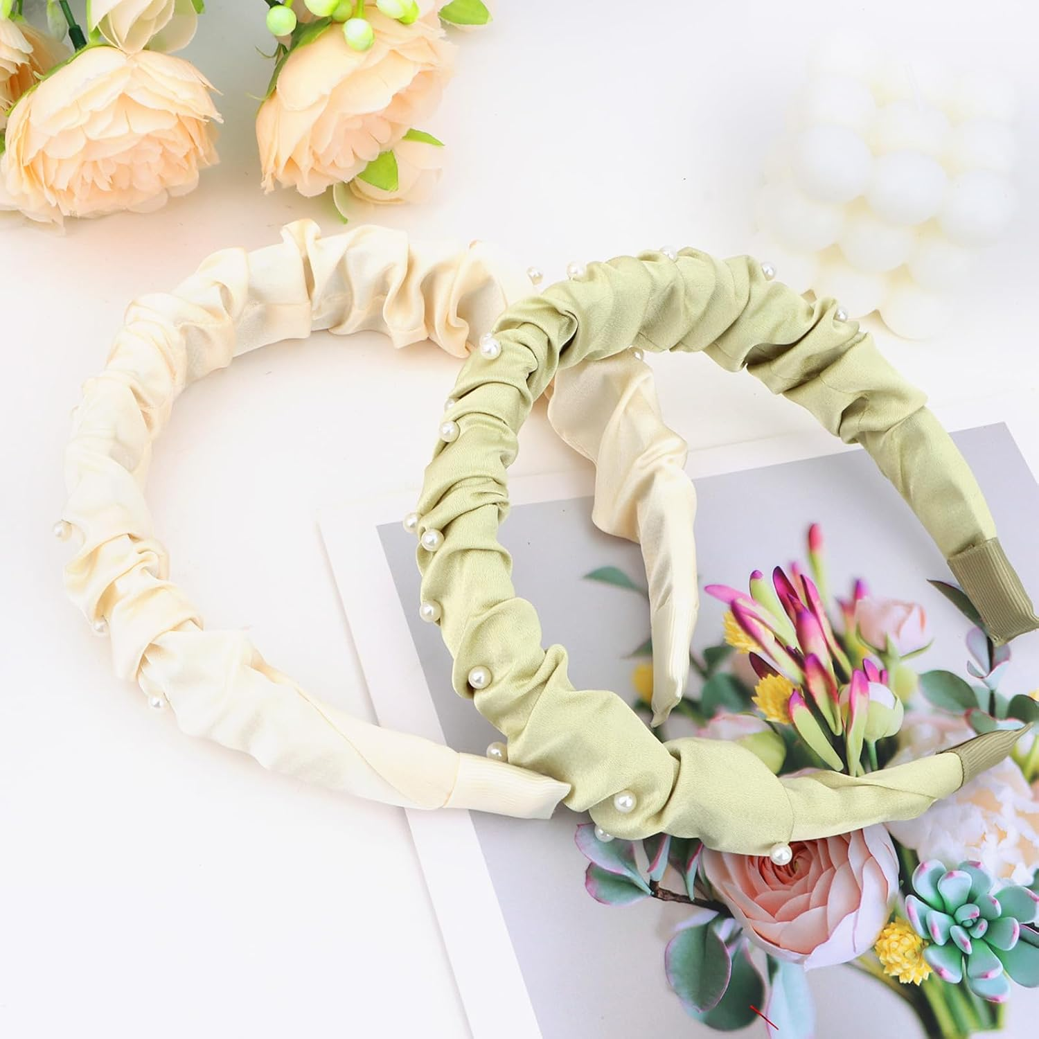 EXIPSAT Set of 2 Women'S Headbands, Elegant Pearl Headband, Perfect for Wedding & Everyday Life, Women Headband Hair Accessories image number 1