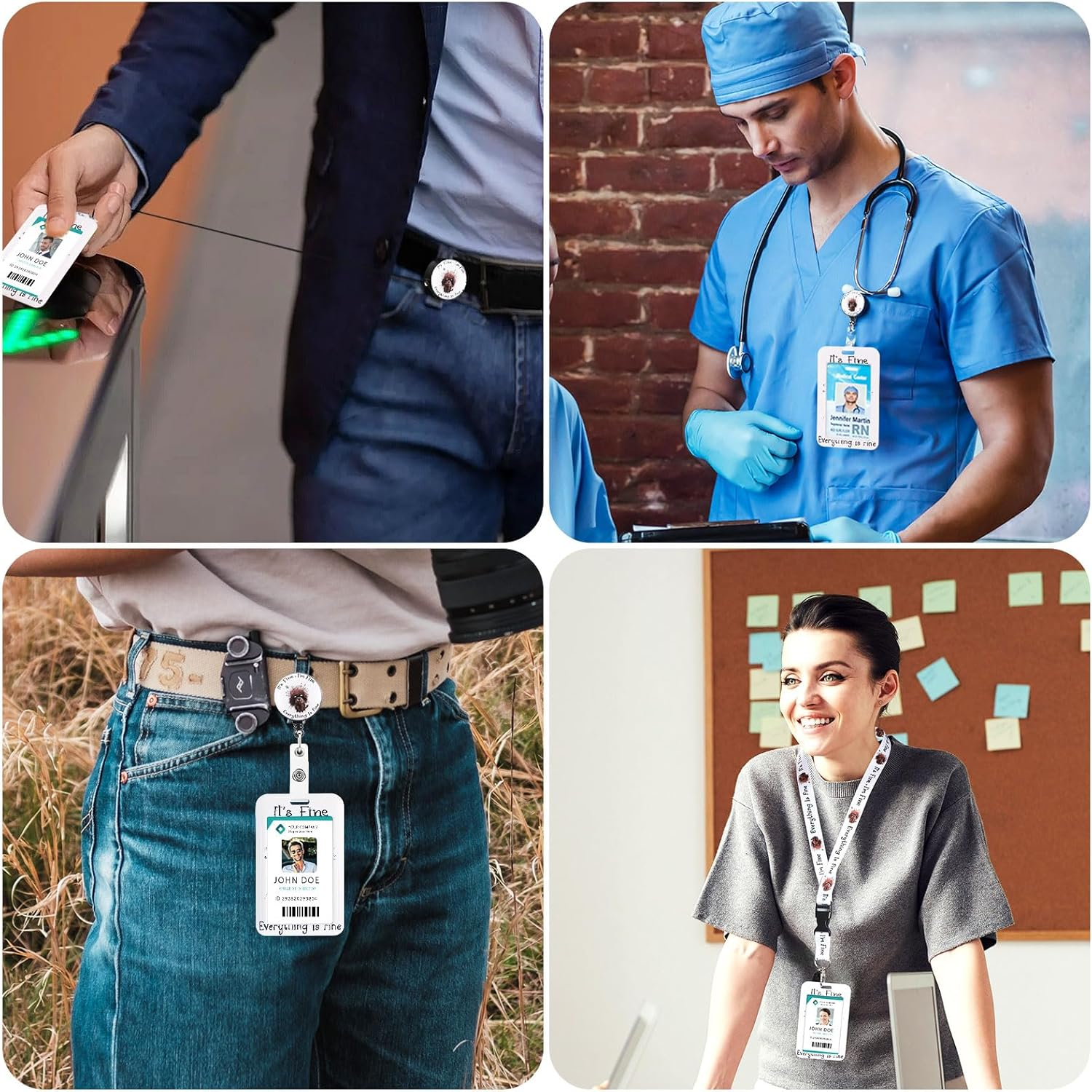 Hianjoo Badge Holder Retractable with Lanyard, ID Card Holder with Belt Clip Retractable Reel Neck Lanyard for Students Office Staff, Cute Dog image number 1