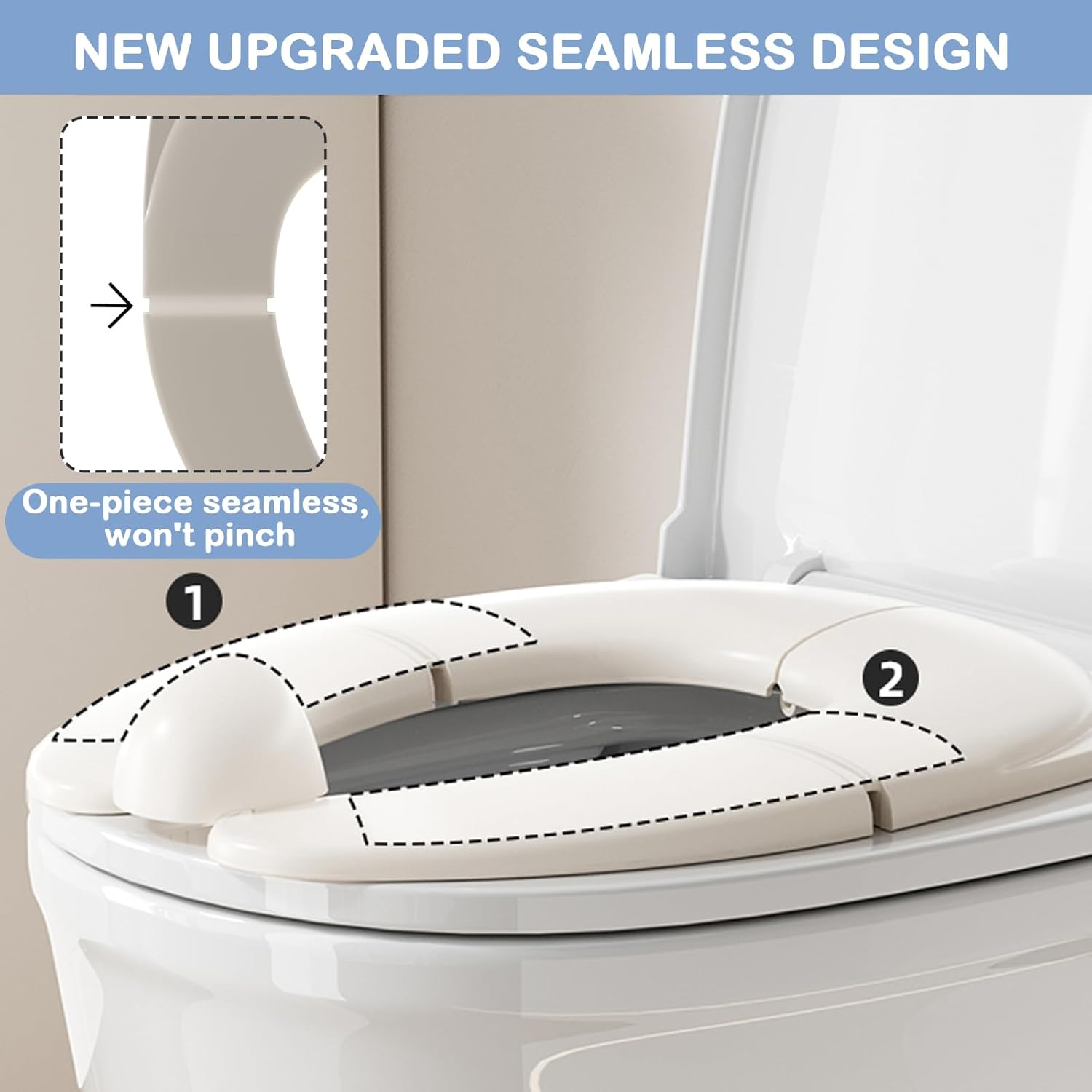 TOTCOZY Portable Folding Toilet Seat for Toddlers, New Upgraded Anti-Pinch Design, Travel Potty Training Seat with Splash Guard, Storage Bag, White image number 6