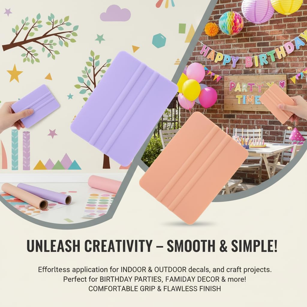 Craft Squeegee Tool Kit for Vinyl Decal & Paper Cut Projects, Window & Car Wrap - Includes Violet & Coral, Compatible with Cricut & Adhesive Vinyl - Ideal for Crafting, DIY & Sign Making - Ruibex image number 3