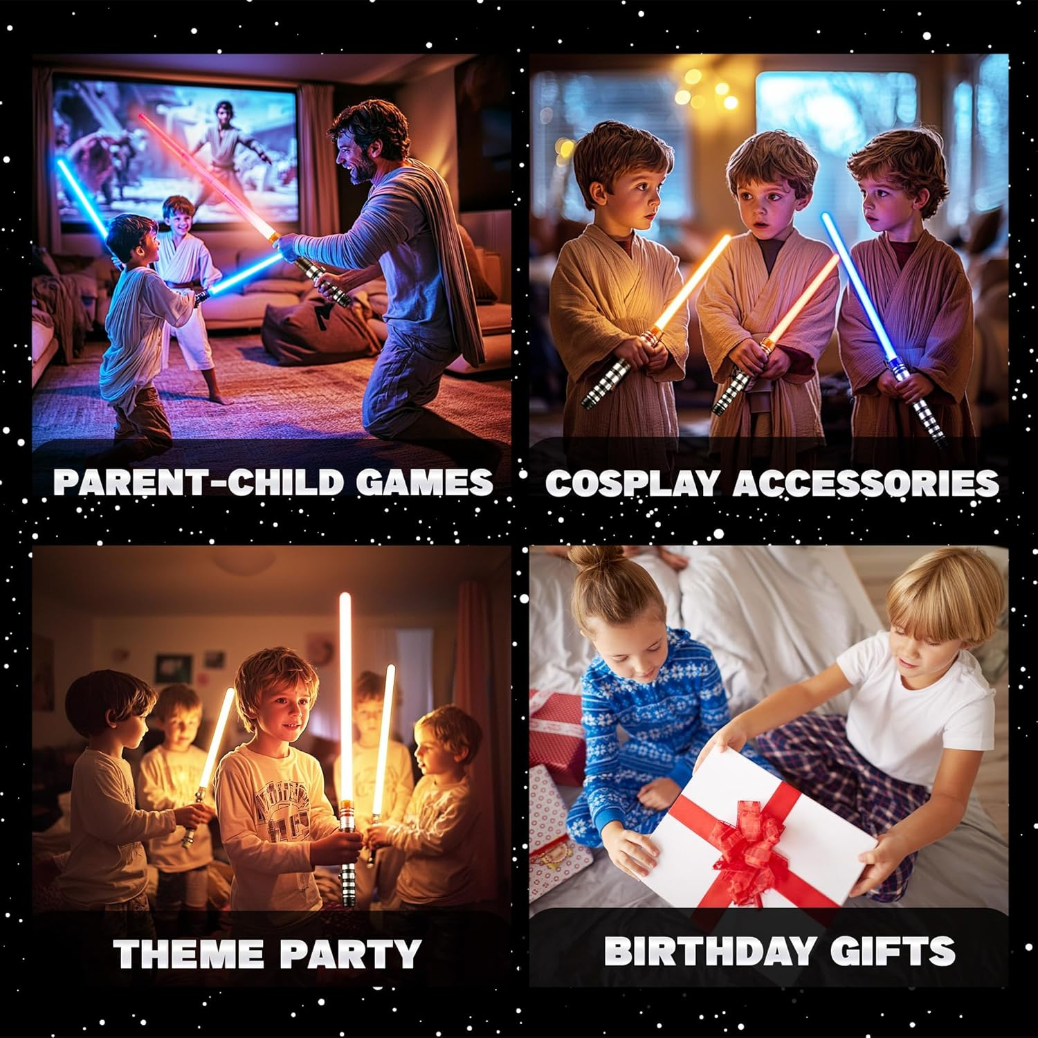 2 Packs Light up Sabers for Kids -7 Colors Retractable Power Sword with FX Sound(Motion Sensitive), Glowing Toys for Halloween Cosplay, Christmas Birthday Gifts for Boys & Girls image number 3