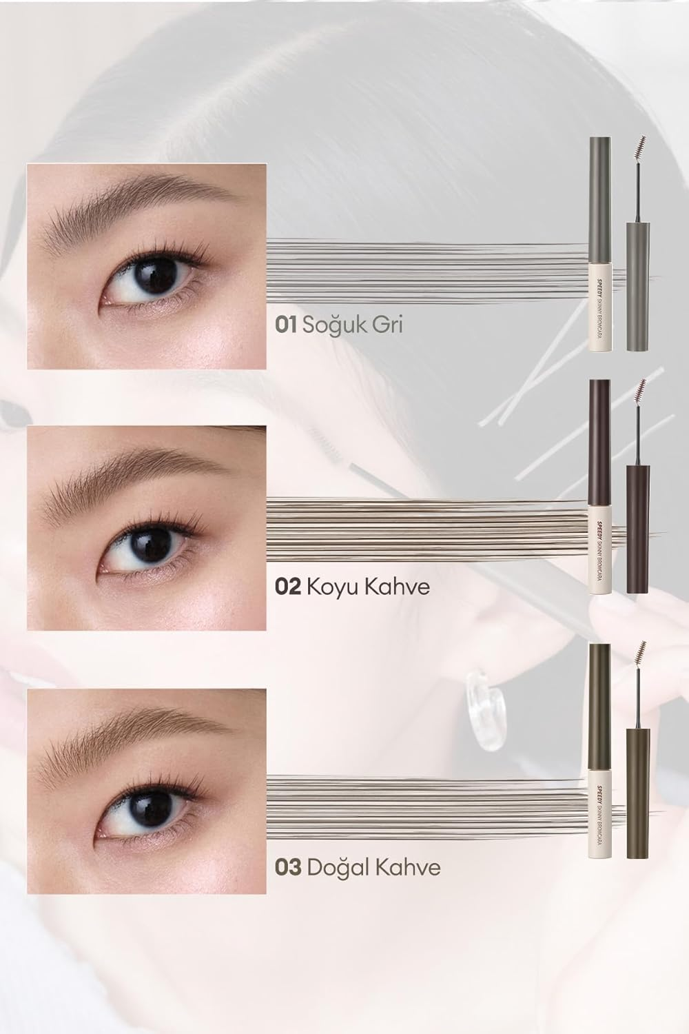 Peripera Speedy Skinny Browcara, 01 Cool Gray image number 2