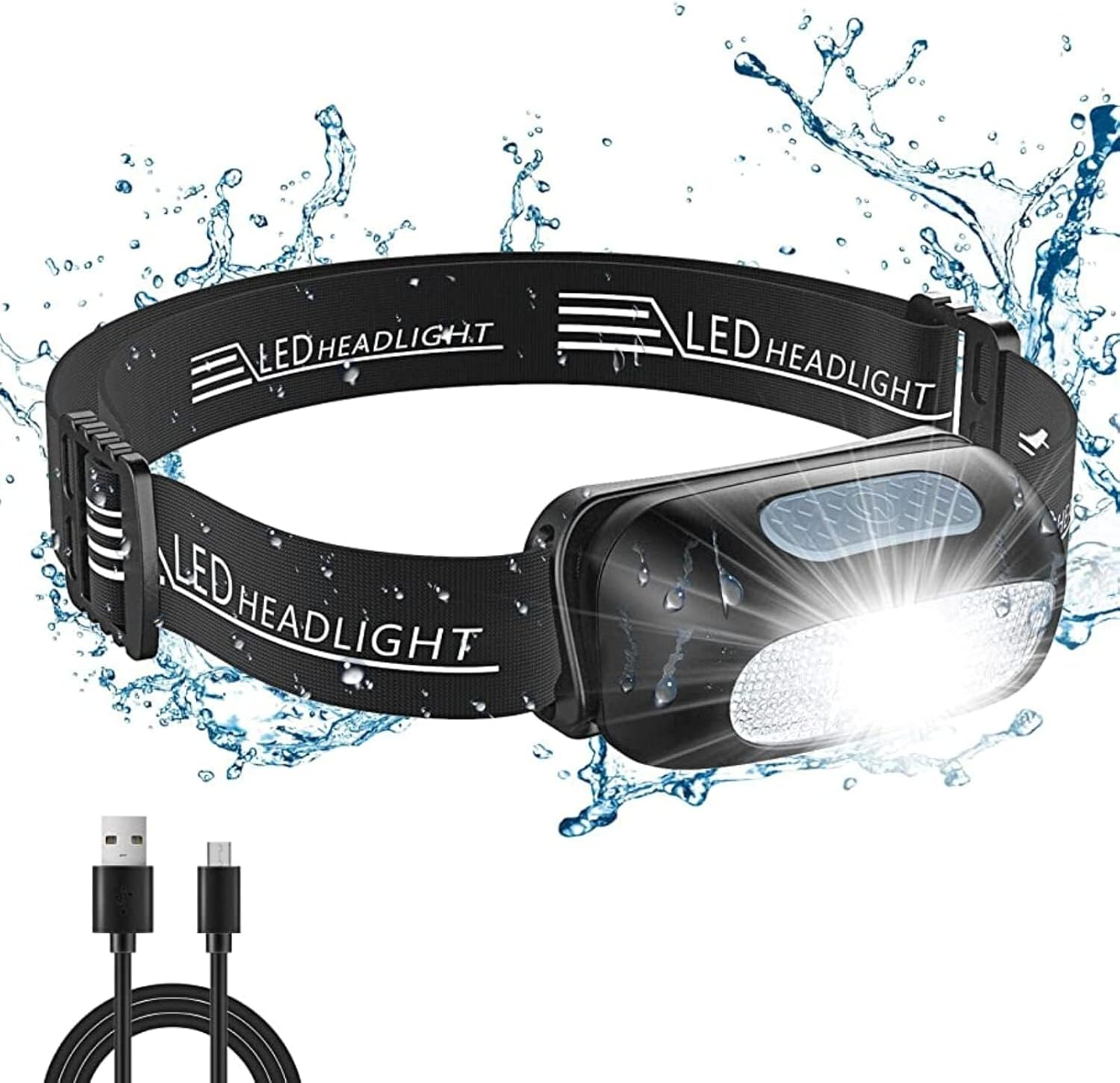 Fay Bless Rechargeable Headlamp - 350 Lumens Bright LED Flashlight for Camping, Running, Hiking - Lightweight 95G, 230&deg; Wide Beam Illumination (Black S) image number 4