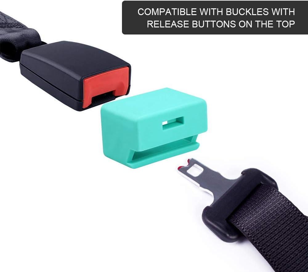Morlike Silicone Seatbelt Secure Buckle Safety Cover Lock | Keep Children Safe in Car Seat and Prevent Kids from Accidentally Unbuckling | Buckle Guard Fits Almost Vehicles (Light Blue, 2 Pack) - Blue2-2 Pcak image number 7