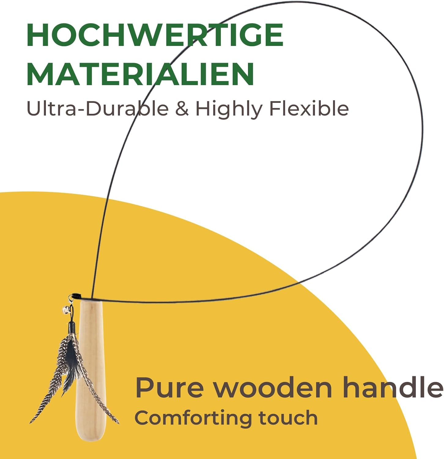 SONGWAY Indoor Cat Teaser - Elastic Cat Teaser + 6 Different Style Interactive Toys, Original Color Spotted Cat Feather Toy image number 6