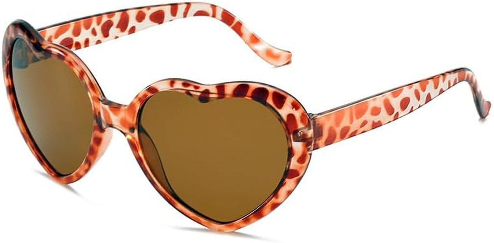 Armear Women Fashion Oversized Heart Shaped Retro Sunglasses Cute Eyewear UV Protection Polarized Sunglasses for Women Girls, a - Leopard, One Size Fit Most Women image number 4