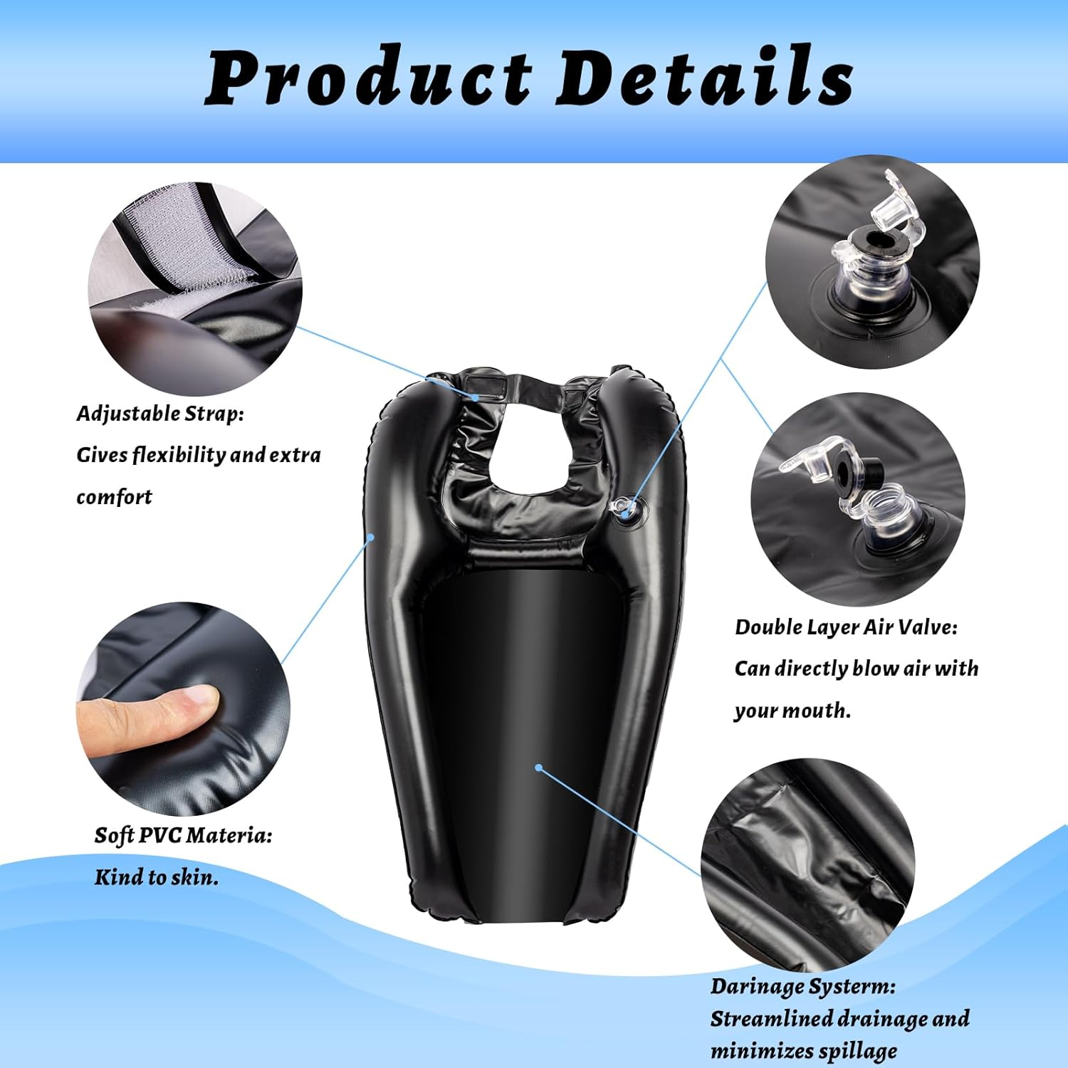 ZEYUEHUI Portable Shampoo Bowl, Inflatable Hair Washing Tray for Sink at Home for Bedridden, Seniors, Handicapped, Pregnant, Lightweight Hair Washing Sink image number 6