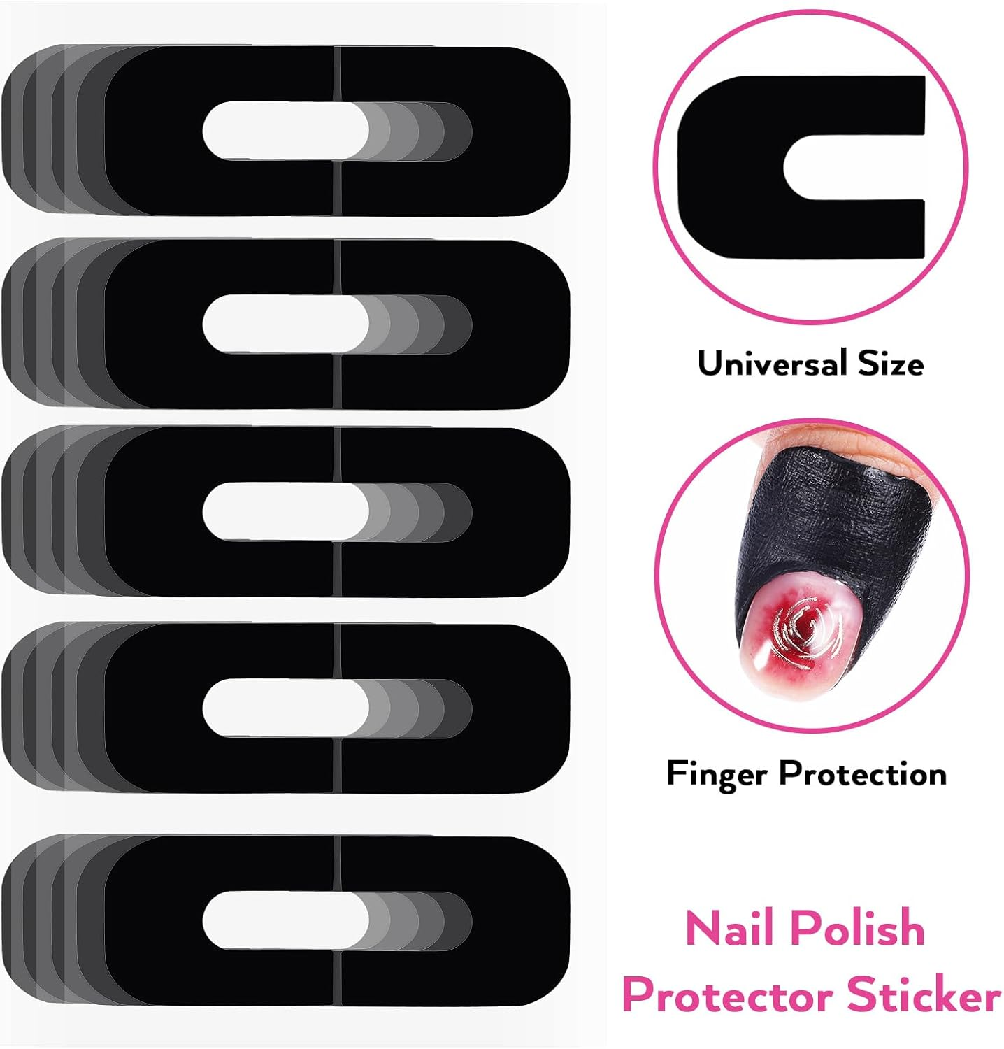 OHPHCALL 100Pcs Nail Polish Protector for Fingers U Shape Latex Nail Polish Barrier Peel off Skin Cuticle Protector Nail Guard Tape for Nail Stickers Painting Manicure Black image number 6