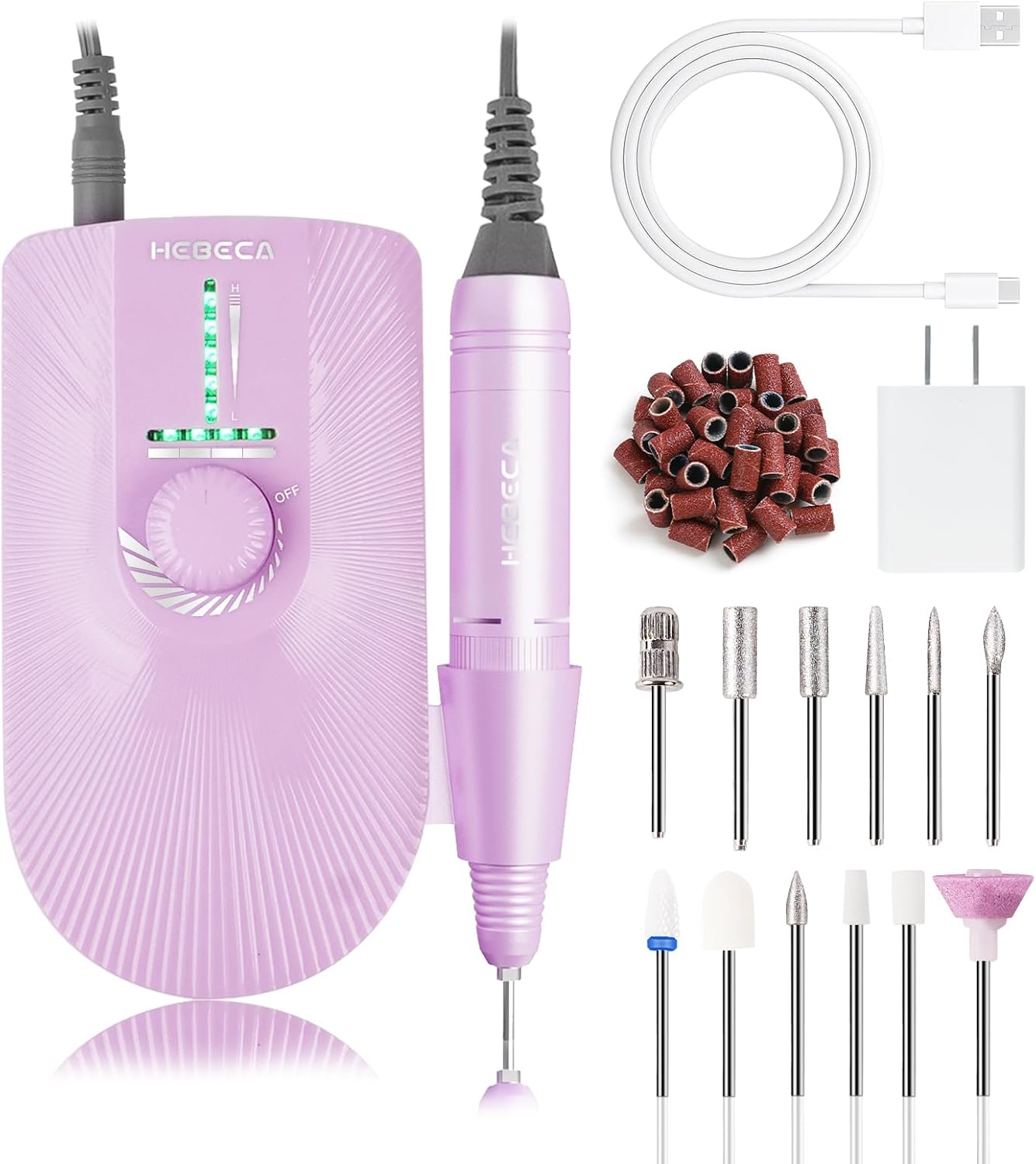 HEBECA Nail Cutter for Gel Nails, Electric Wireless Acrylic Nails, 35000 Rpm, Professional Manicure, Pedicure Set, Electric Salon and Home Use image number 6