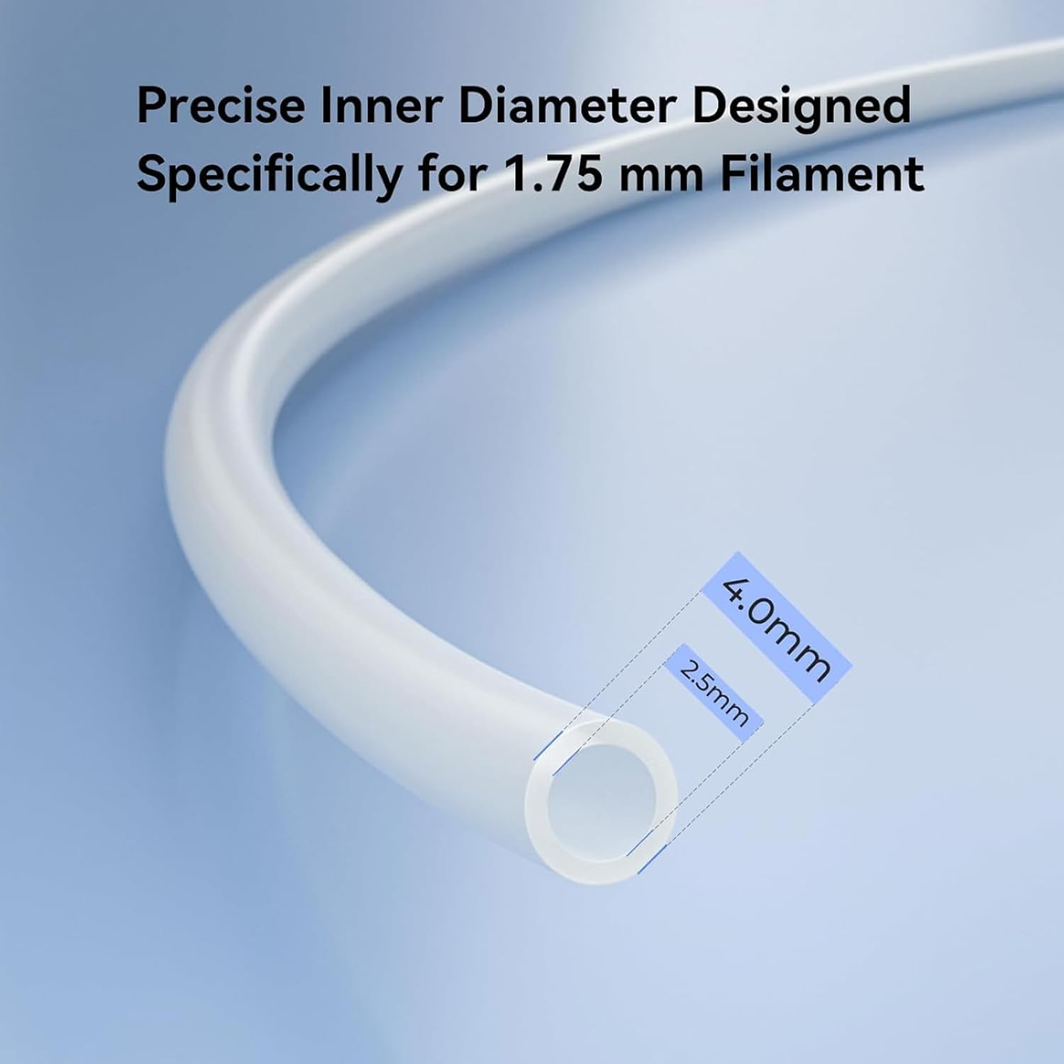 LEOWAY 5M PTFE Teflon Tube 2.5Mm Id/4.0Mm OD with 2Pcs PTFE Feed Tube Connector and Tubing Cutter for P1P/P1S/X1/X1C,For 1.75Mm Filament 3D Printer image number 4