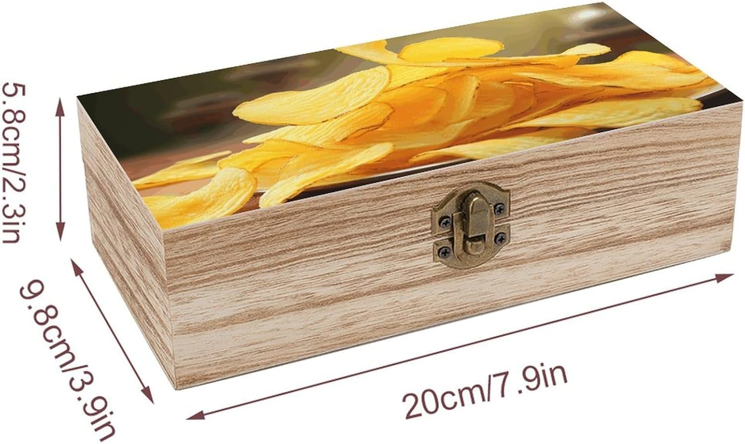 Potato Chips Wooden Box Wood Wedding Keepsake Boxes with Lids Small Decorative Boxes Lightweight Wooden Memory Storage Box for Crafts Keepsakes Jewelry Photo Letter Storage image number 5