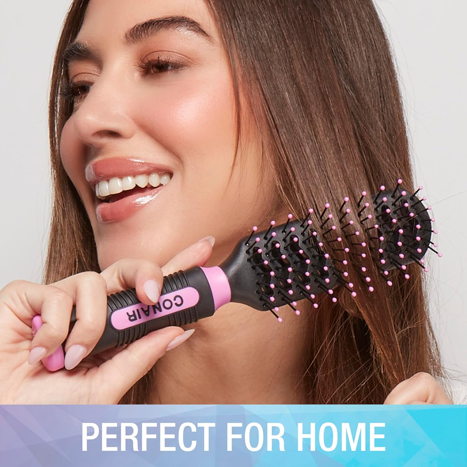 Conair Salon Results Vent Hairbrush Set - Detangling Hair Brush - Suitable for Men and Women - Features Travel + Full-Size - Pink/Black image number 5