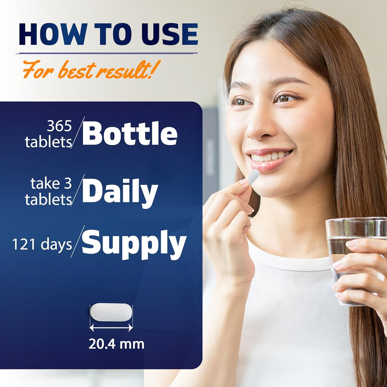 Vitamatic Calcium Magnesium Zinc D3 Boron | 365 Coated Tablets Supplement | Calcium 1200 Mg, Magnesium 420Mg, Zinc 25Mg, Vitamin D3 1000 IU, Boron 1 Mg | Non-Gmo | Gluten Free | Made in USA image number 6