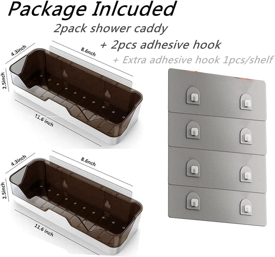 2-Pack Shower Caddy, Separable Shower Organizer, No Drilling Double Layer Shower Shelf, Used for Bathroom and Kitchen (Amber) image number 3