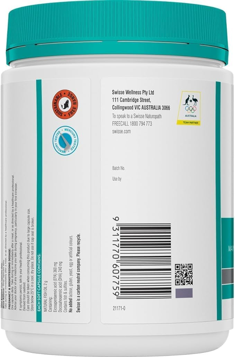 Swisse Ultiboost Odourless Super Strength Wild Fish Oil 200 Capsules