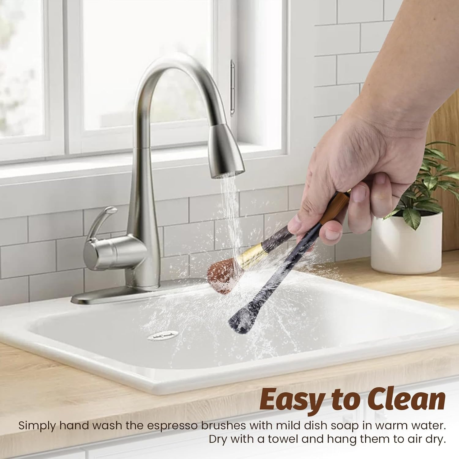 Sekonow 4 Pack Coffee Grinder Cleaning Brush, 2-Sided Brush & Ebony Wood Grinder Cleaner Accessories, Barista Tools for Espresso, Coffee Machine, Keyboard image number 5