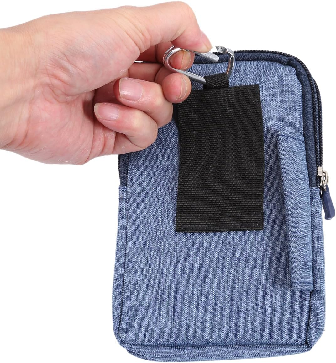 Vertical Cell Phone Waist Bag for Men, Mobile Phone Belt Pocket with Clip, Universal Mens Mobile Phone Belt Clip Holder Smartphone Waist Pouch Fanny Pack Protective Wallet with Carabiner Belt Loop - Blue image number 2