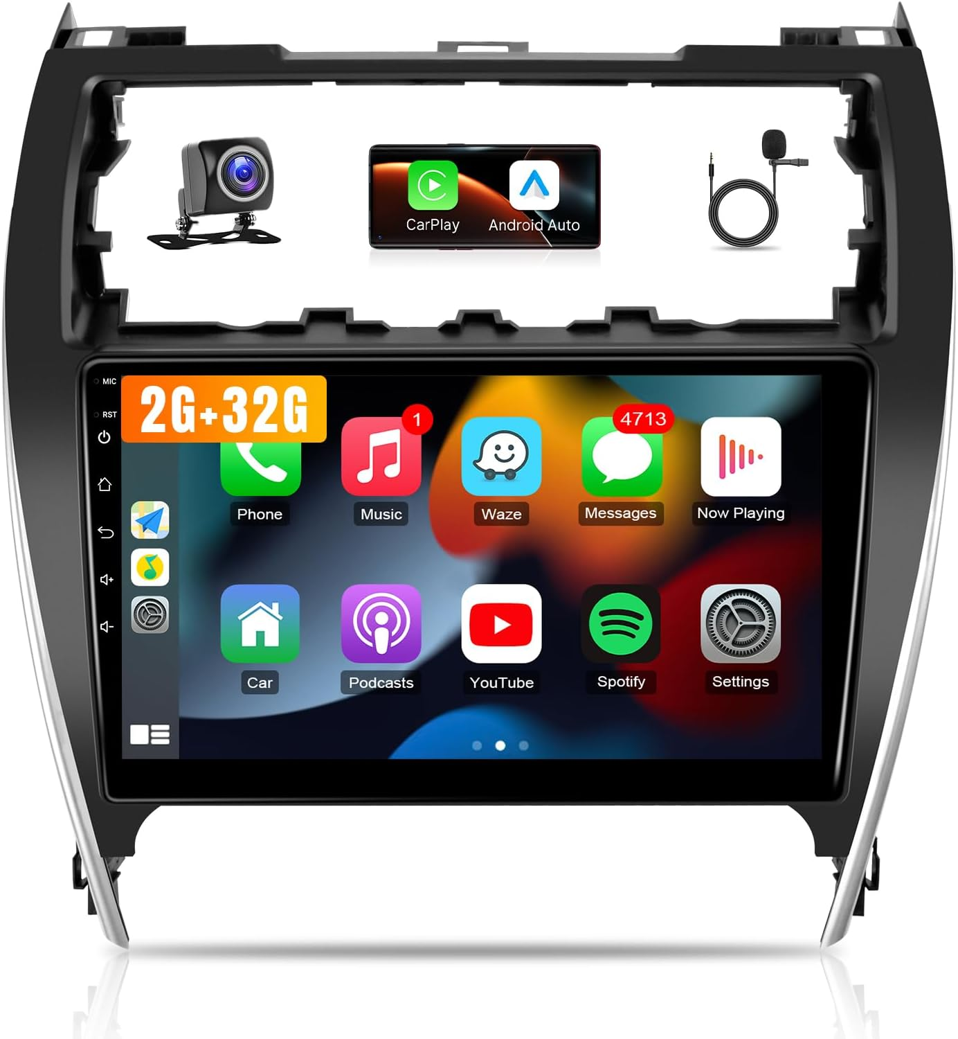 Android Car Stereo Radio for Toyota Camry 2012 2013 2014 (Not for J.B.L Version) Upgrade, 10.1'' Screen Head Unit with Wireless Carplay Android Auto Bluetooth GPS Backup Camera image number 2