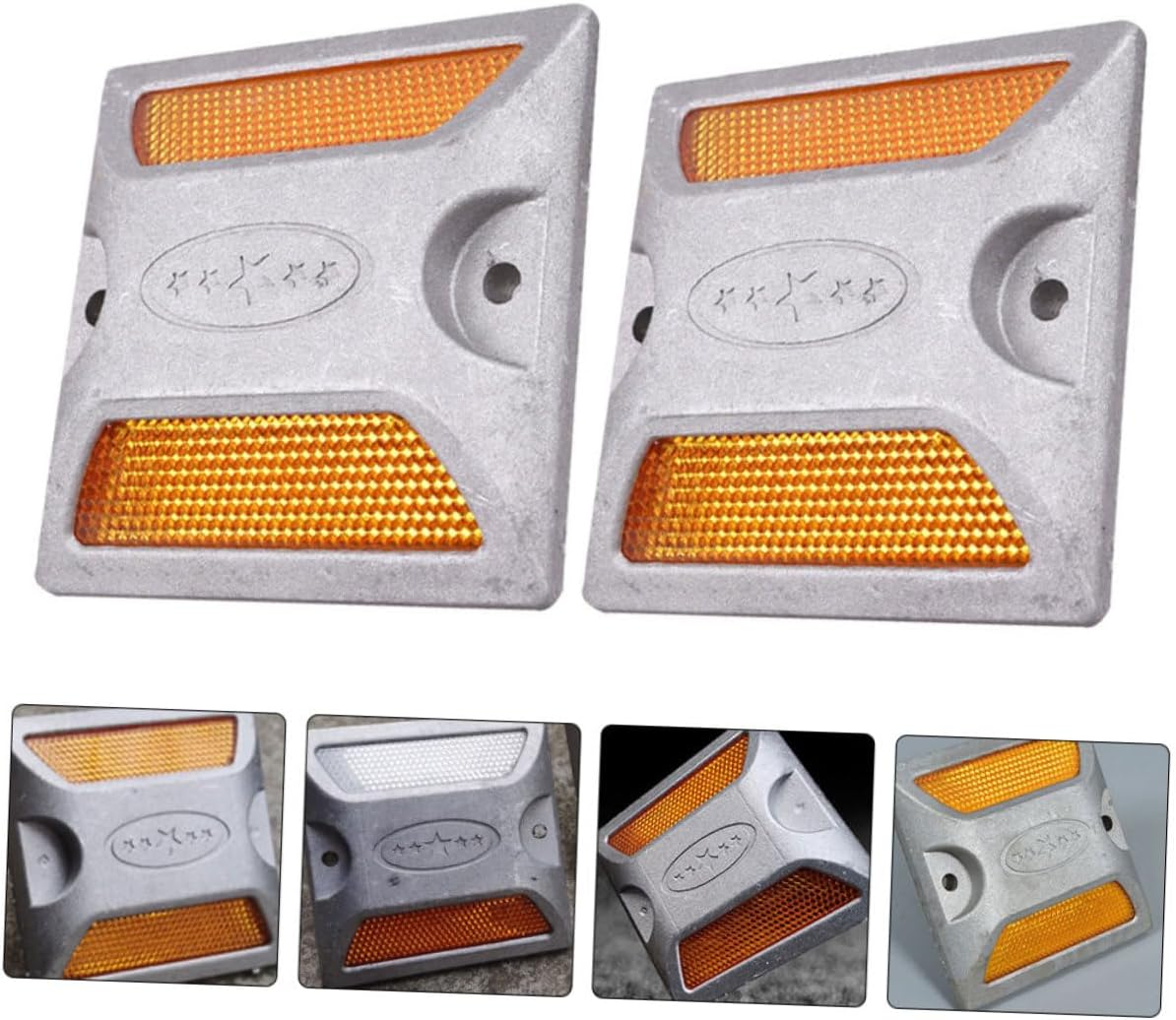 COHEALI 4Pcs Reflective Aluminum Road Markers Heavy Duty Driveway Road Safety Night Visibility Pavement Markers Reflectors image number 4