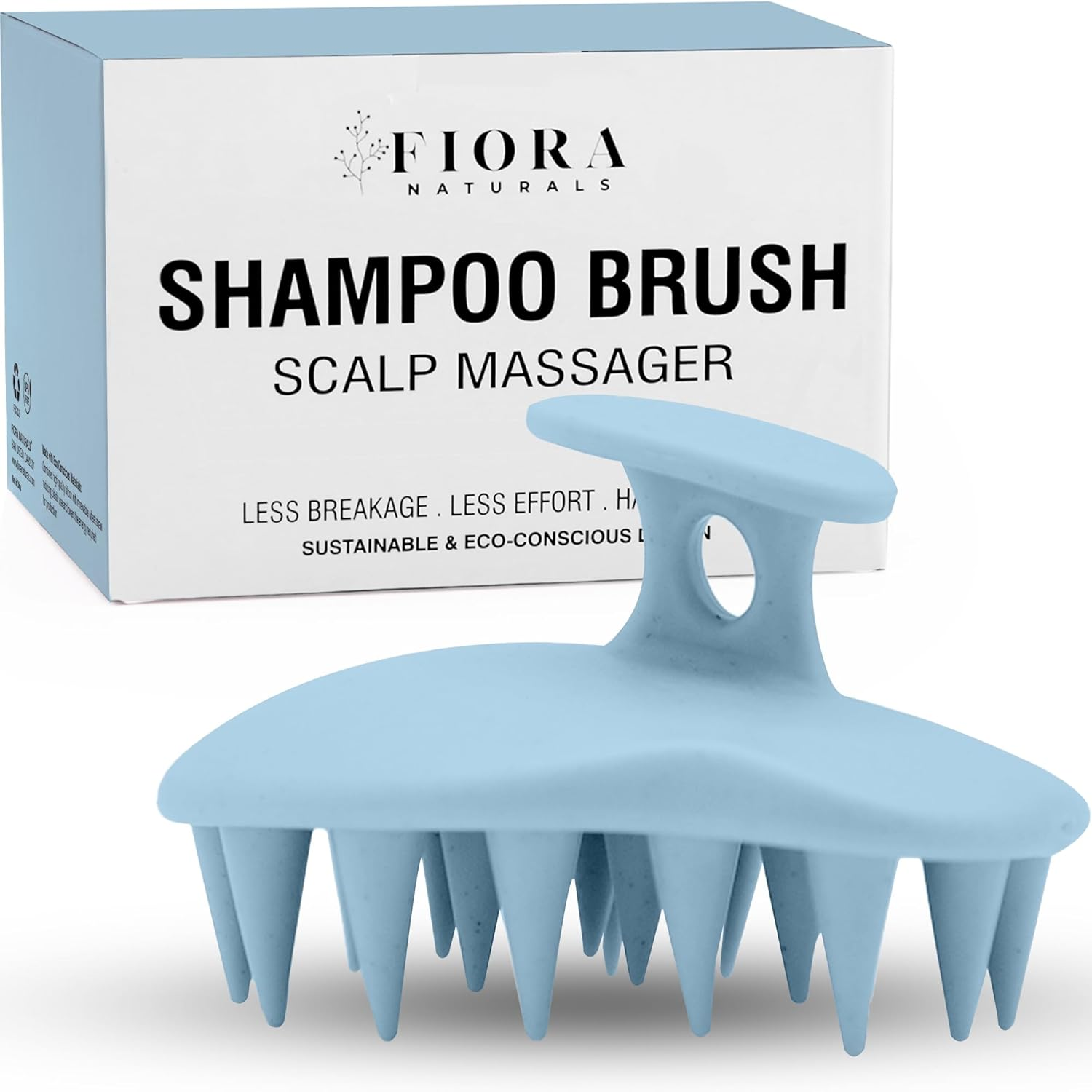 Fiora Naturals Scalp Massager Shampoo Brush - Silicon Scalp Scrubber & Exfoliator for Dandruff Removal and Hair Growth, Wet & Dry Hair, Men, Women, Kids - BPA Free