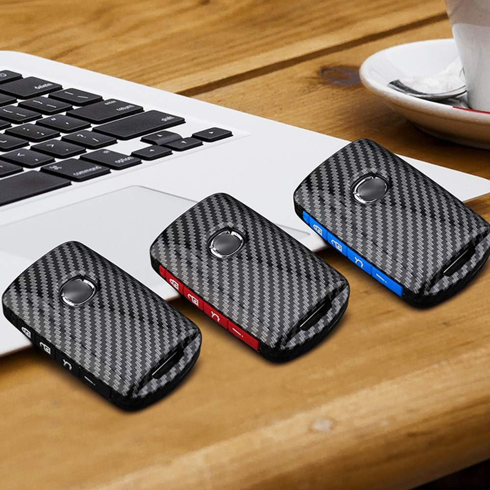 Ontto for Mazda 3 Alexa Car Key Cover Keyring for Mazda 3 CX-30 CX-5 CX-9 Mazda 3 Sedan 2019 2020 Key Fob 3 Buttons Accessories Remote Key Shell Keychain Key Holder Smart Key Protector-Carbon Red A image number 6