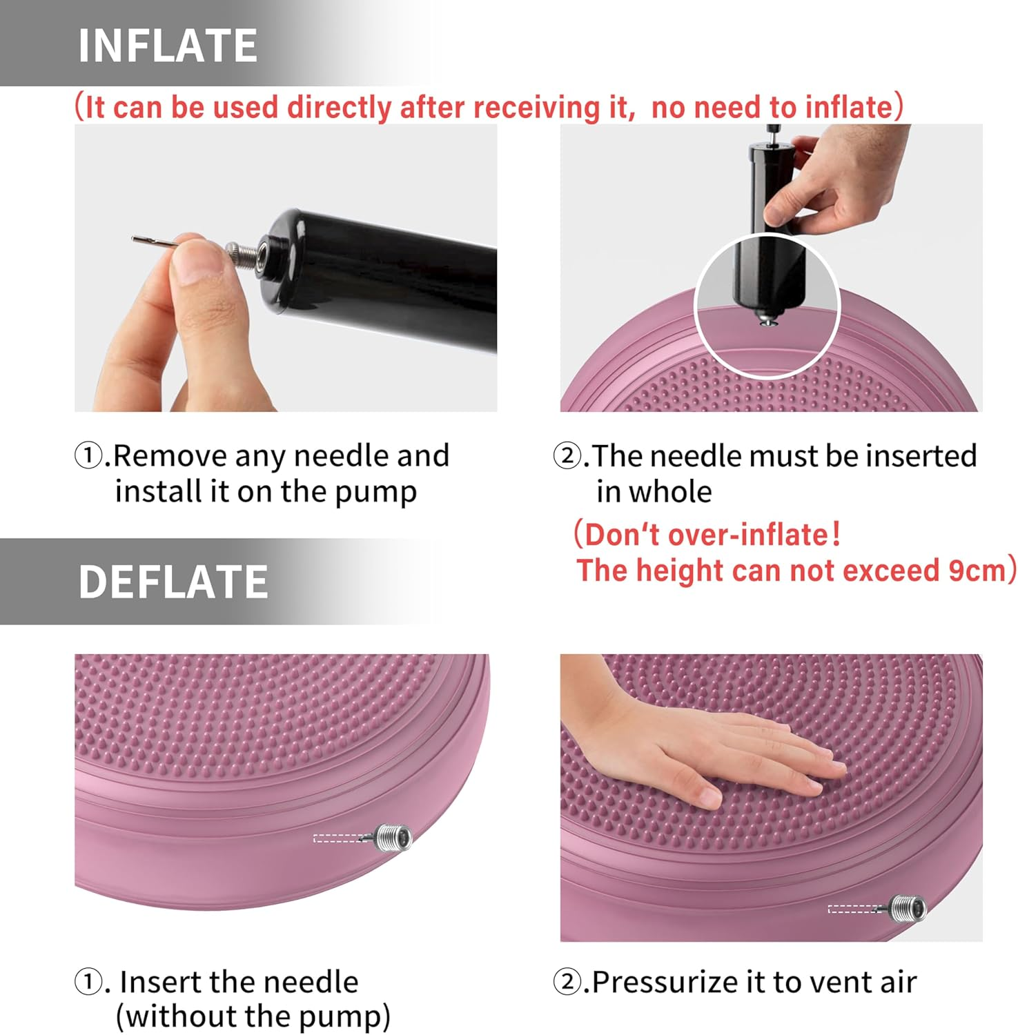 PROIRON Balance Disc - Wobble Cushion for Balance with Pump for Improving Posture, Fitness, Stability - Black image number 3