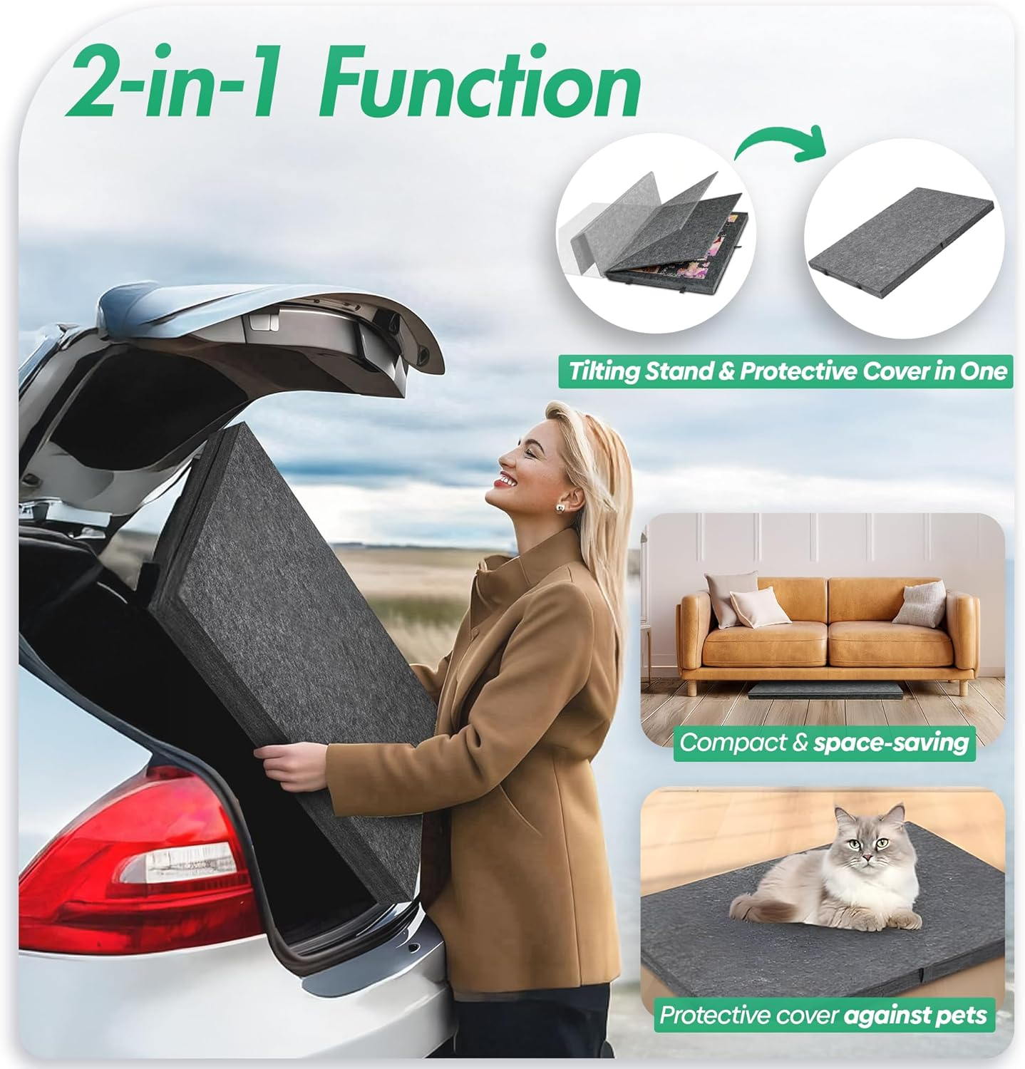 GOOFII Jigsaw Foldable & Tilting Puzzle Board with 6 Drawers and Covers, Portable Puzzle Table Built-In Stands for Angle Adjustments, Puzzle Mat with Storage for Adults (1500 Pcs) image number 4