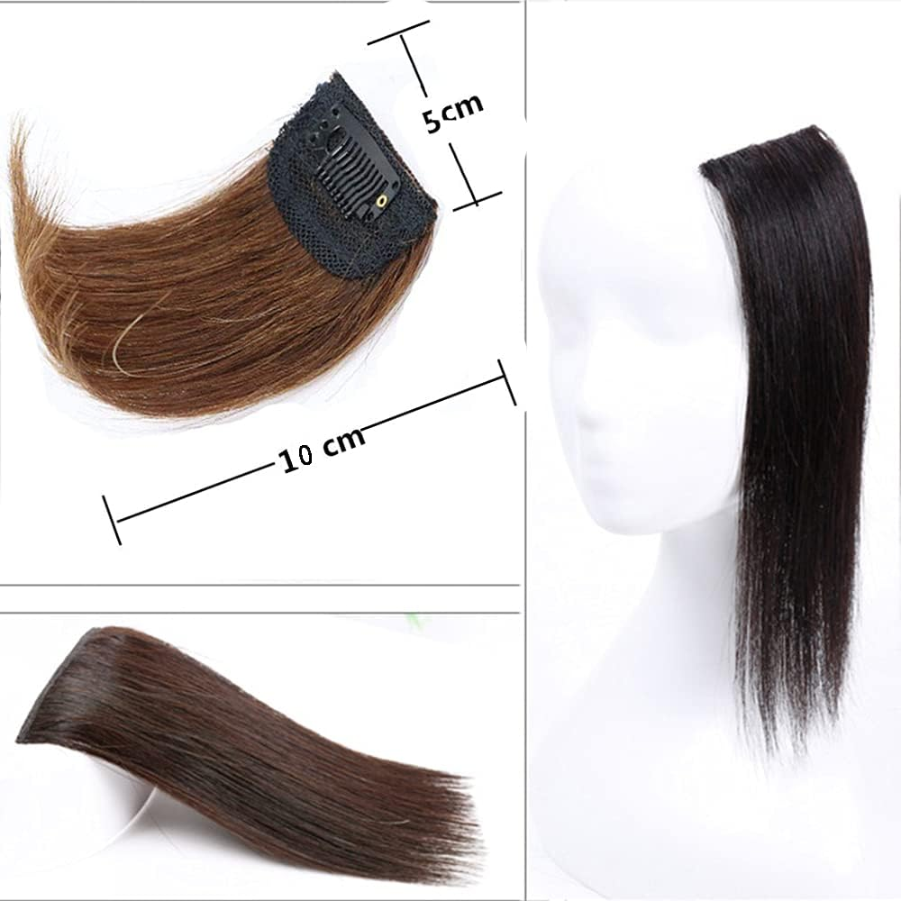 6"Human Hair Pads Board Clip in Hair Pieces Seamless Thickening Fluffy Hair Root Invisible Top Hairpiece One Piece Clip in Hair Extensions for Women/Girls Add Hair Volume(Dark Brown) image number 6