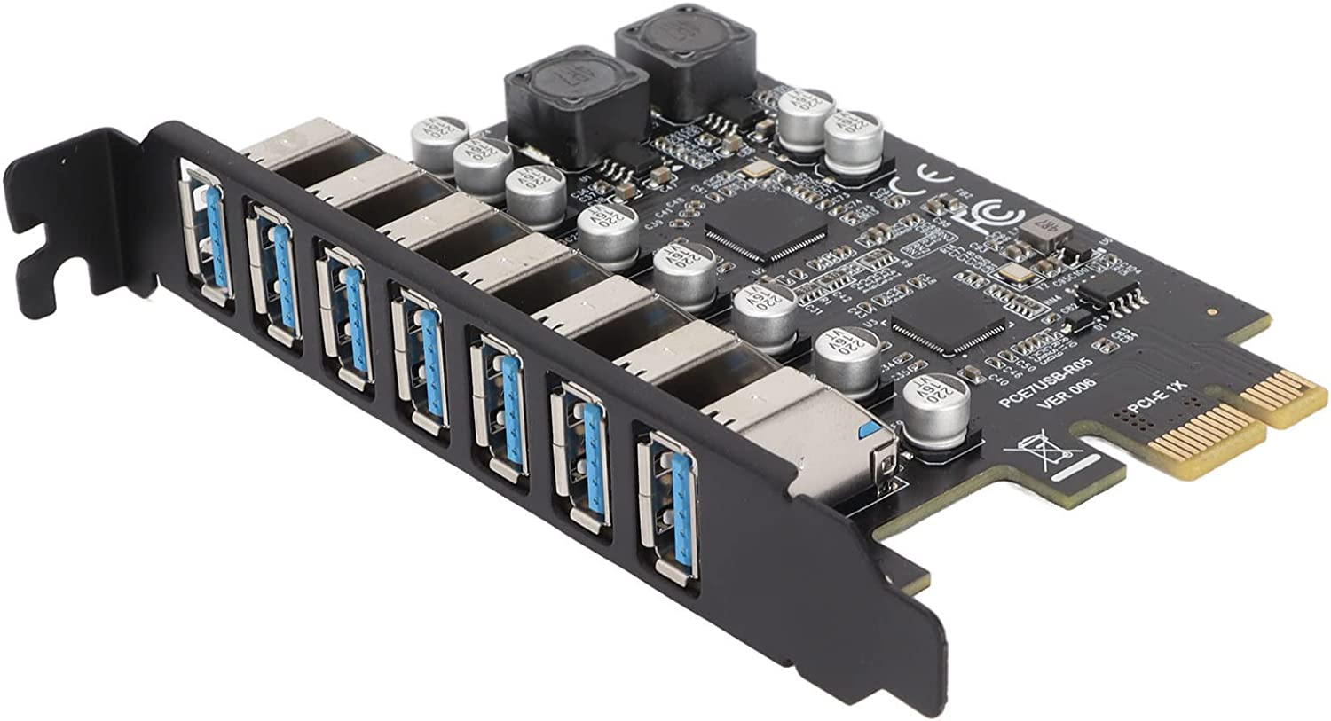 PCIE to USB 3.2 GEN1 7 Port Expansion Card, PCI Express USB Add in Card, Internal USB 3.2 GEN1 7 Port Front Expansion Card for Win XP Win 7 Win 8 Win 10 Win 11 Linux image number 2