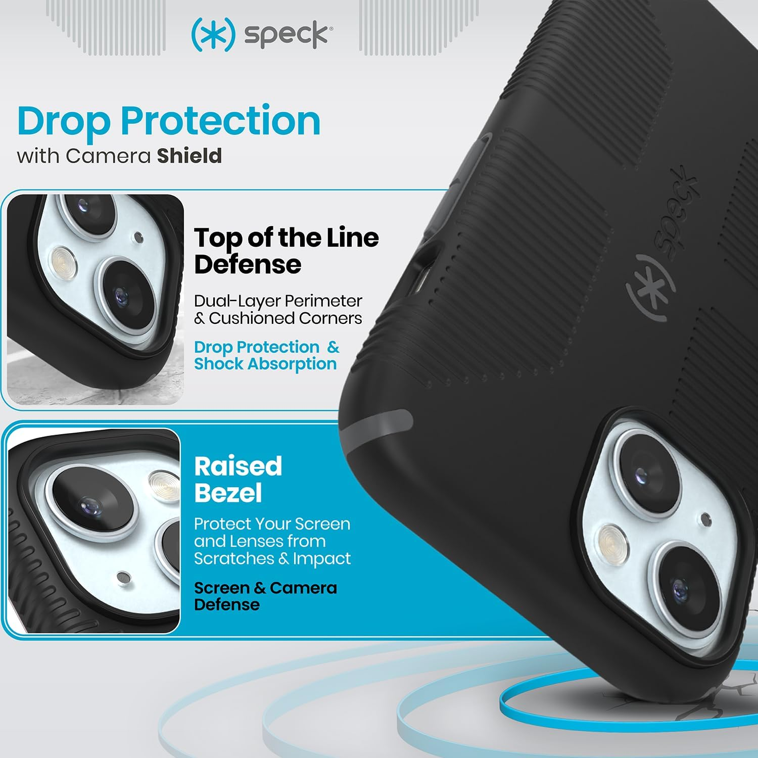 Speck Iphone 15 Case - Built for Magsafe, Drop Protection Grip &ndash; for Iphone 15 Iphone 14 & Iphone 13 - Scratch Resistant, Soft Touch, 6.1 Inch Phone Case - Candyshell Grip Black/Slate Grey - Black/Slate Grey image number 3