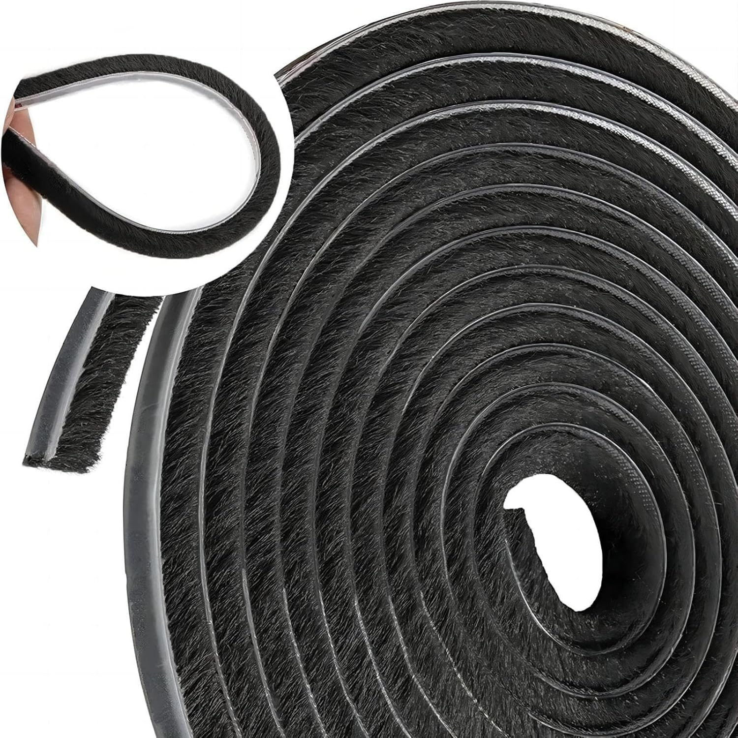 10 M Brush Seal Self-Adhesive Brush Strip Sealing Strip Windproof Dustproof Sealing Tape for Sliding Doors Windows Wardrobe Sealing Brush