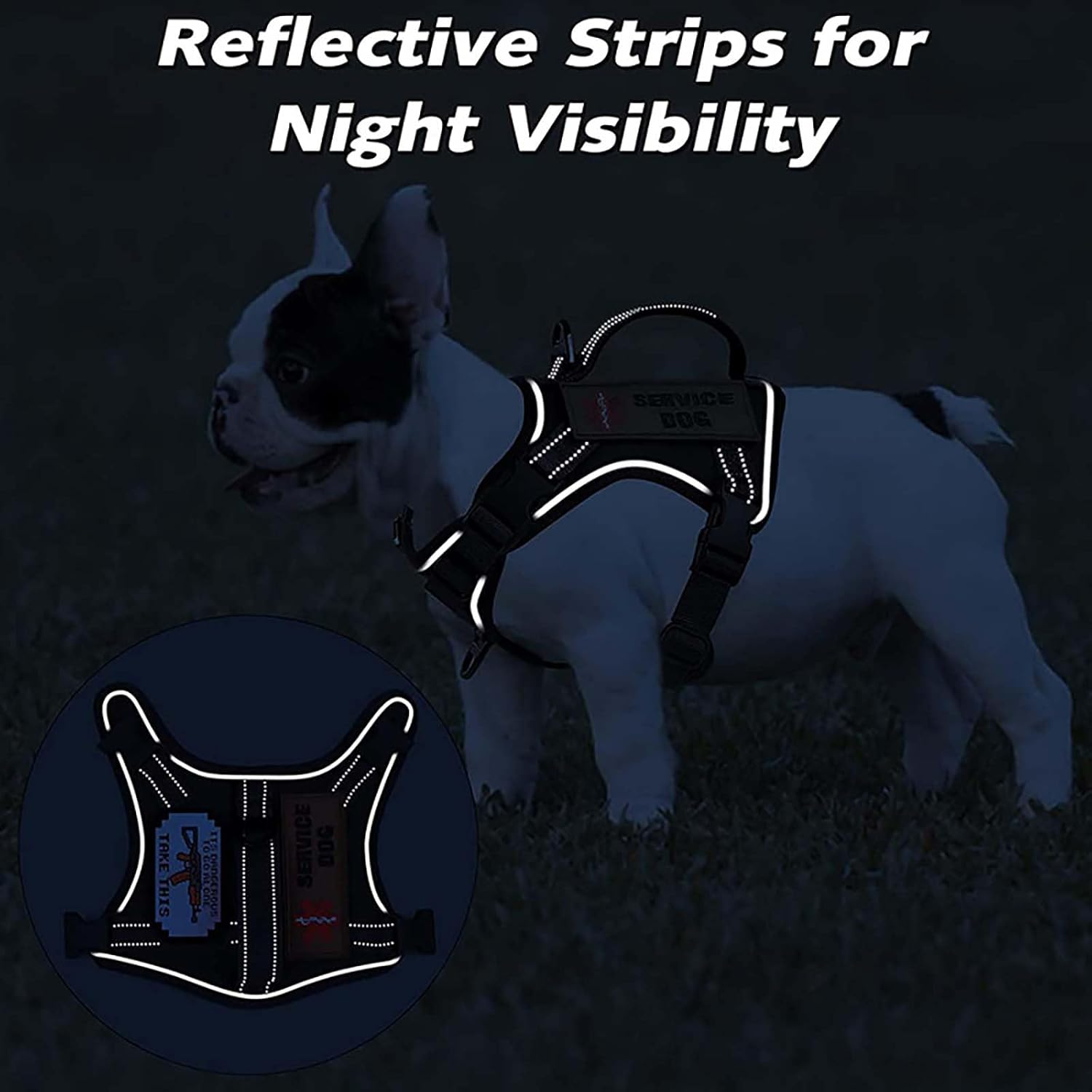 UOSIA Tactical Dog Harness for Small Dogs Military Service Dog Vest with Vertical Handle and Reflective No Pull Adjustable Pet Vest Harness for Outdoor Training - Harness And Leash image number 3