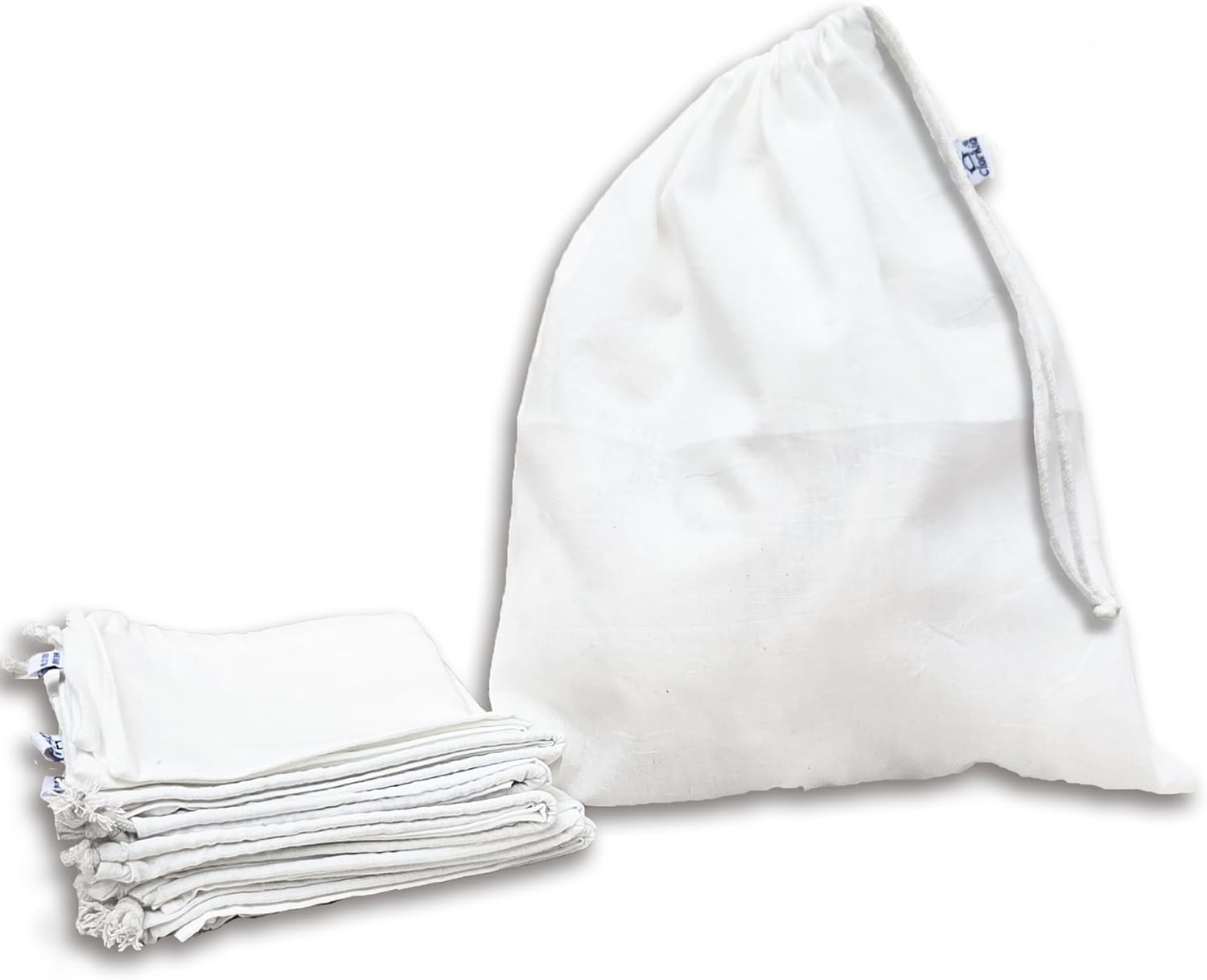 Cotton 10 Pieces Drawstring Muslin Bags (10X12 Inch) image number 1