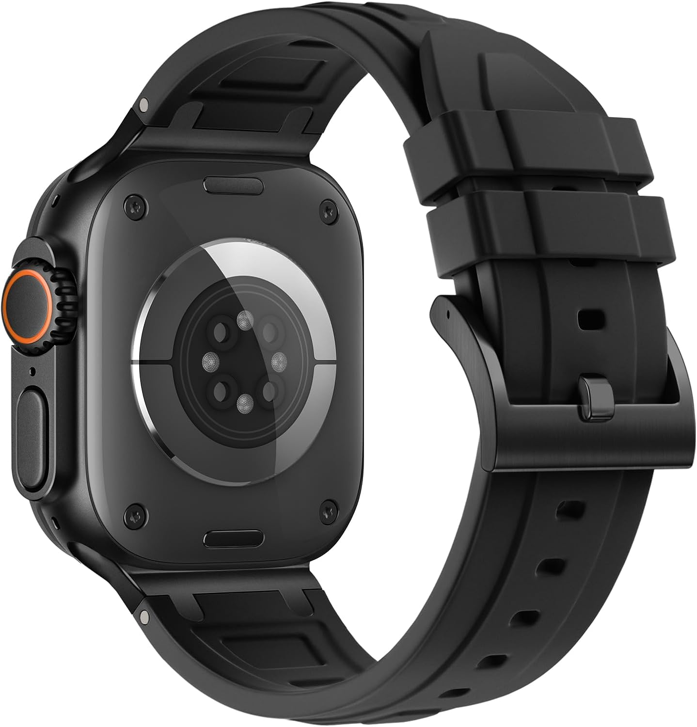 Stainless Steel Adapter Compatible with Apple Watch Series 11/10 Strap 46 Mm, Ultra 3/2/1 49 Mm Silicone Straps Compatible with Iwatch Series 9/8/7/6/5/4/SE3 Band 45 Mm/44 Mm