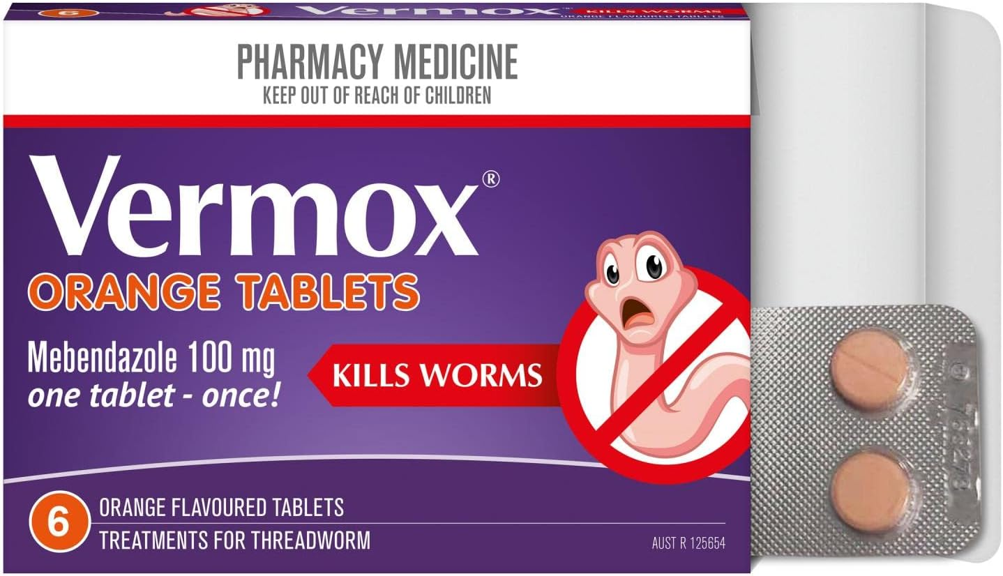 Vermox Worm Treatment 100 Mg 6 Tablets image number 2