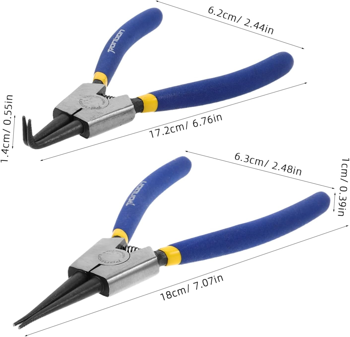 Operitacx 2Pcs Circlip Pliers Internal External Retaining Tools with Bent Nose for Mechanical Automotive Maintenance High Construction for Durability image number 2