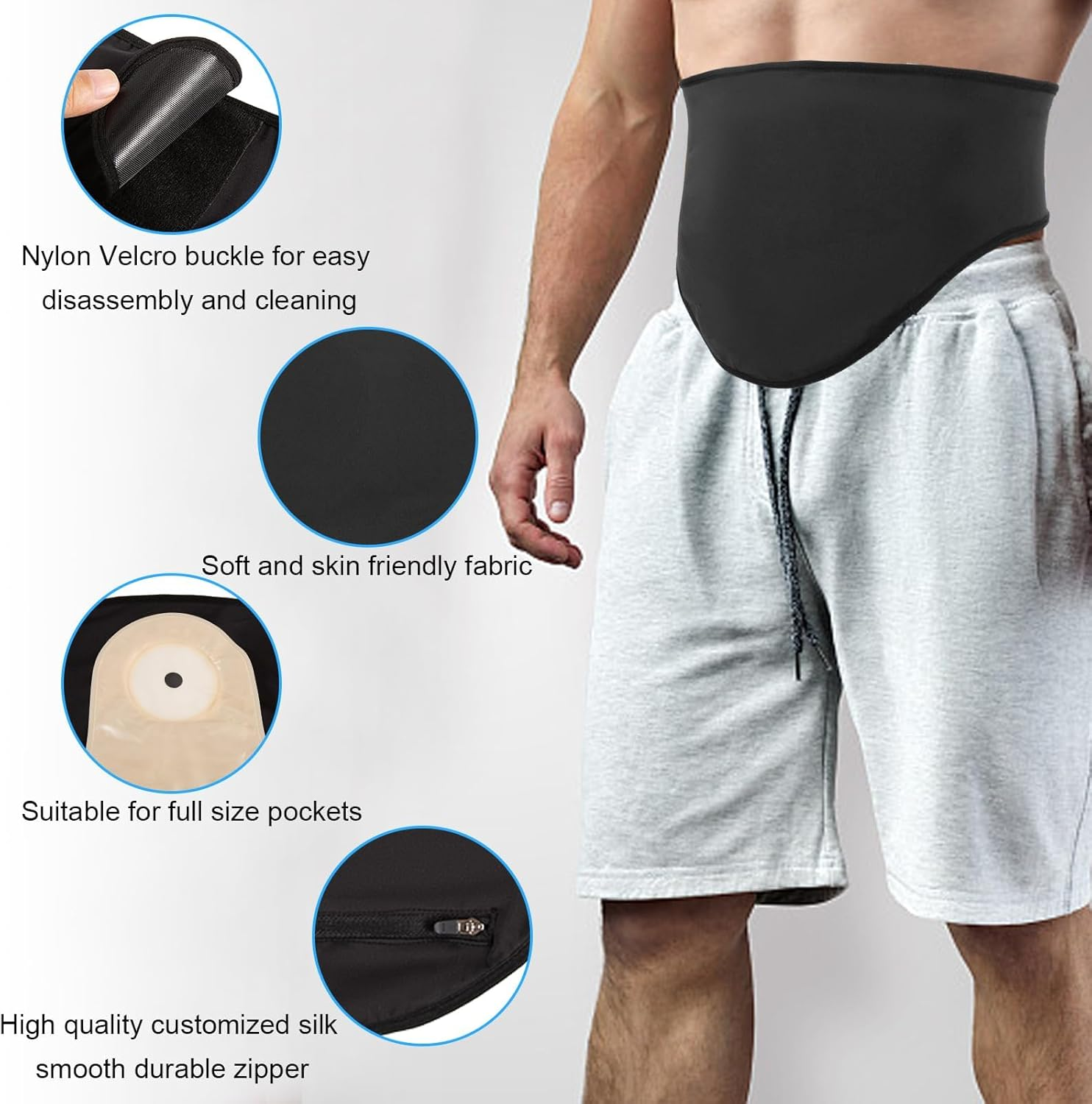 Ostomy Belt for Men & Women - Stealth Support Belt Adjustable for Sports Swimming Gym | Colostomy Bag Covers Ostomy Bag Covers with Inner Pocket Ostomy Wrap Abdominal Support for Secure Discreet Pouch