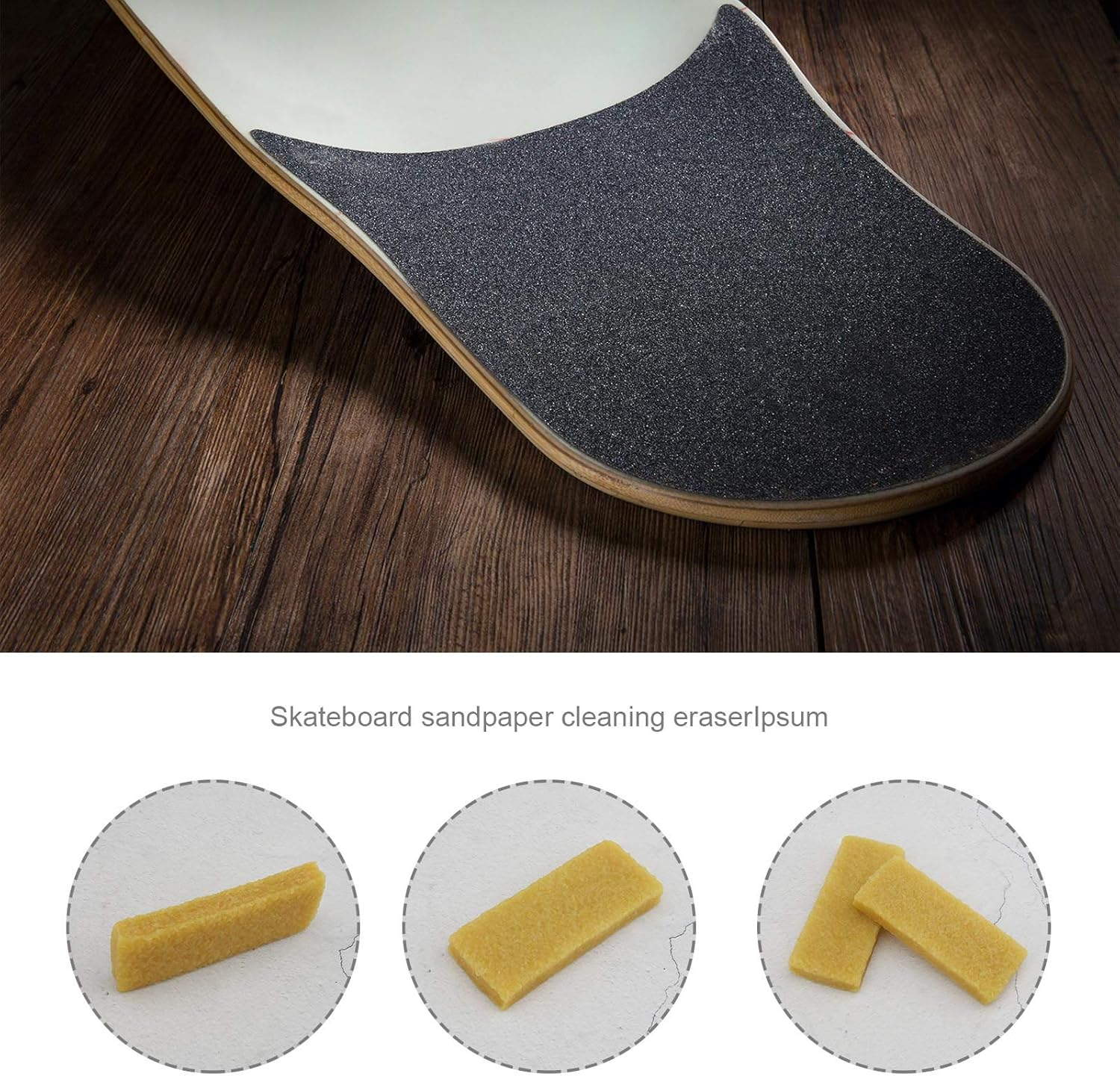 Emsea 3Pcs Skateboard Wipe Erasers 100X40X15Mm Sandpaper Cleaning Block Rubber Griptape Cleaner 100X40X15Mmfor Removing Dirt Debris Grit Residues image number 3