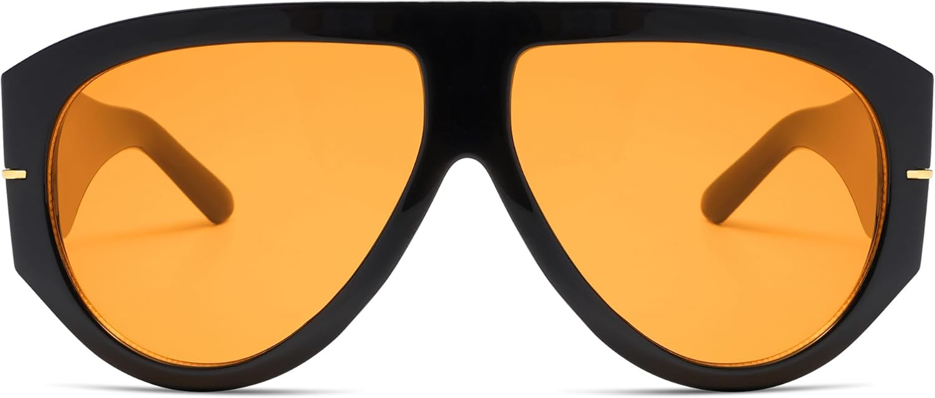 HERJOUR Oversized Retro Aviator Sunglasses Womens Mens 70S Classic Vintage Sun Glasses AR82227 - Deep Black+Black/Green image number 6