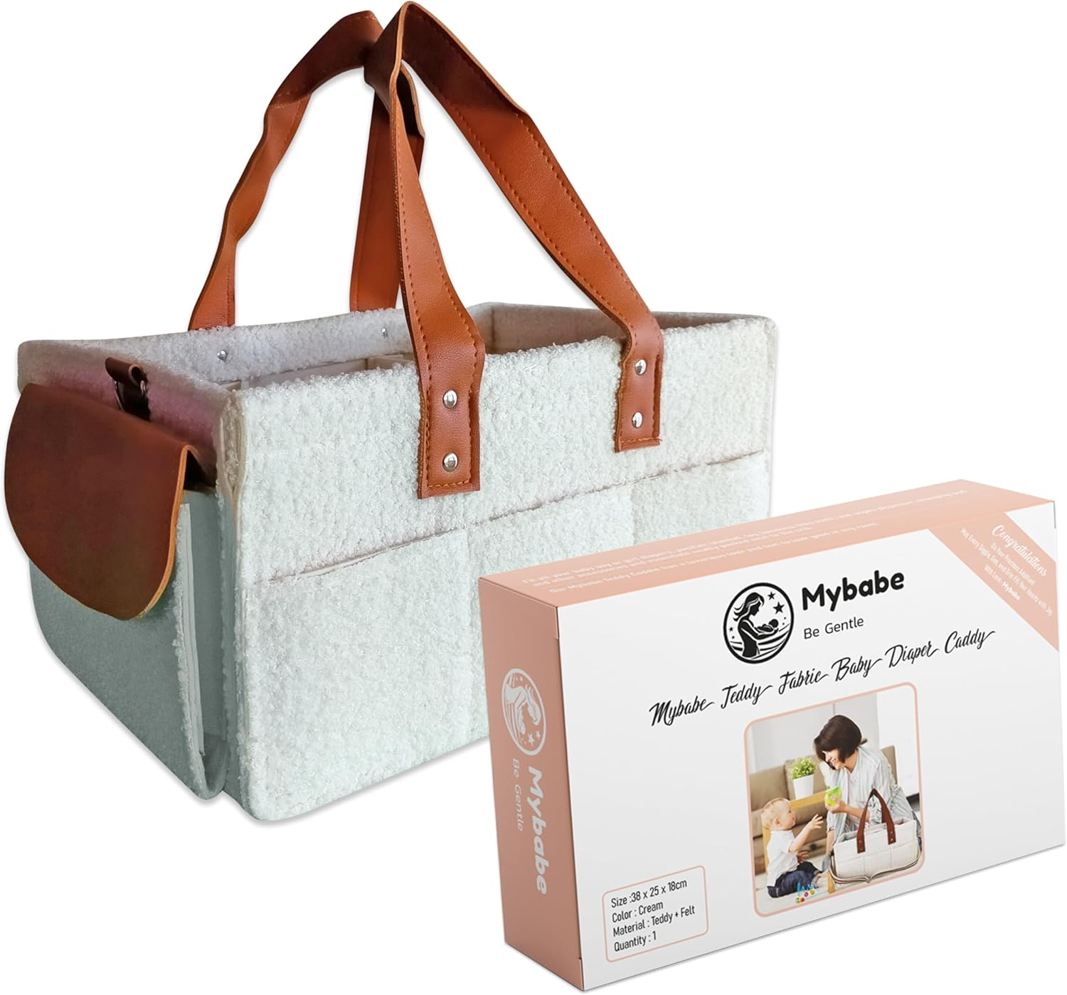 Teddy Diaper Caddy Bag for All Newborn Essentials Must Haves - Baby Registry, Wipes, Nursery Storage Bin, Car Organizer Also with a Readymade Gift Box. image number 2