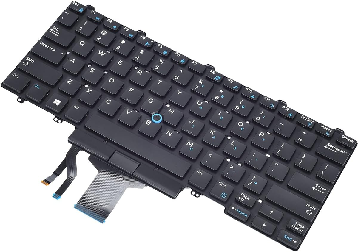 Replacement Backlight Keyboard for Dell Latitude E5450 E5470 E7450 E7470, Latitude 5480 5490 5491 7480 7490 Series Laptop, Latitude E5450 E5470 E7450 E7470 Replacement Keyboard with Pointer US Layout image number 1