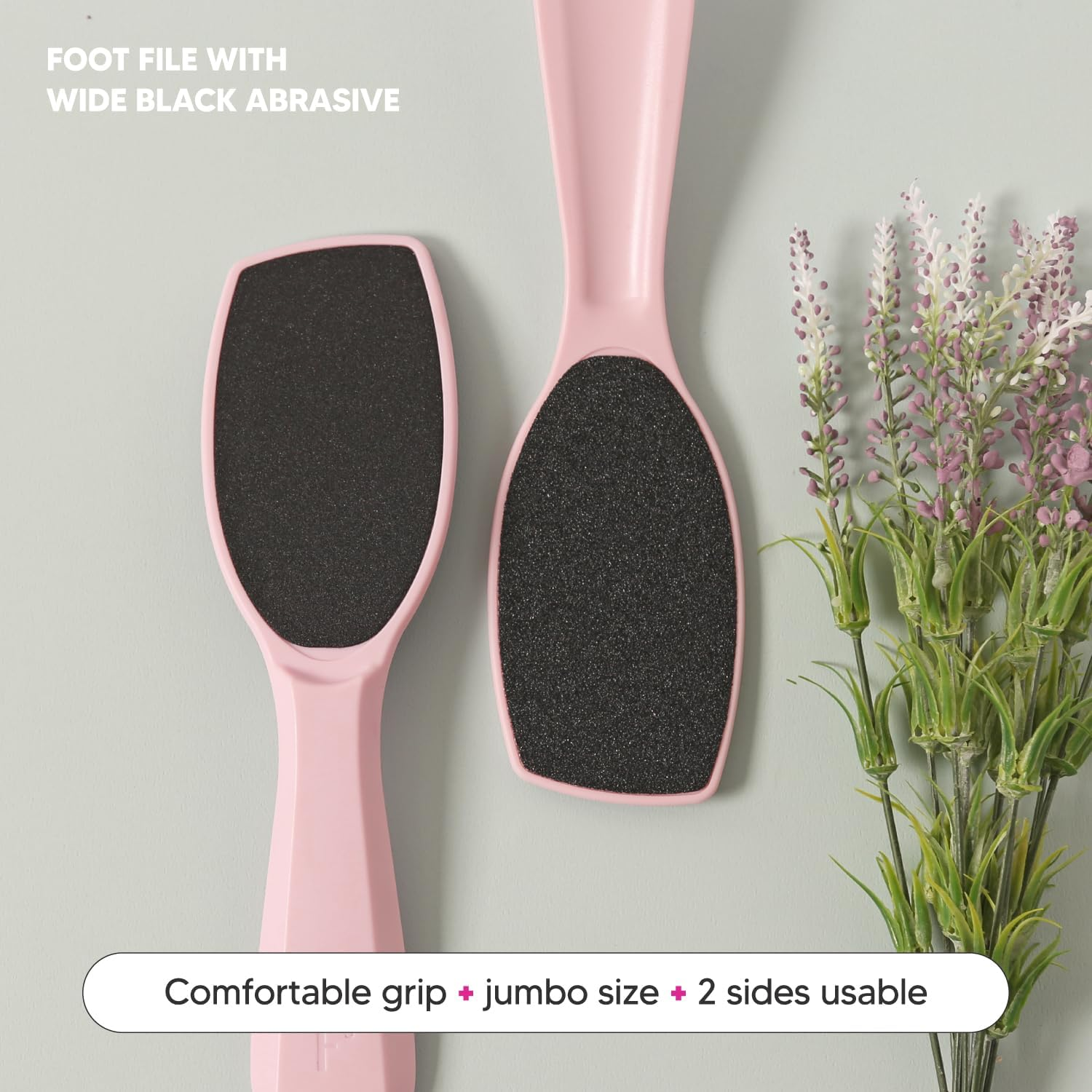 F3 Systems, Wide Emery Foot File(Hot Pink), Double-Sided Pedicure Tool, Colossal Professional Foot File for Men & Women, Effective for Cracked Heel, Callus Remover, Foot Scrubber image number 3