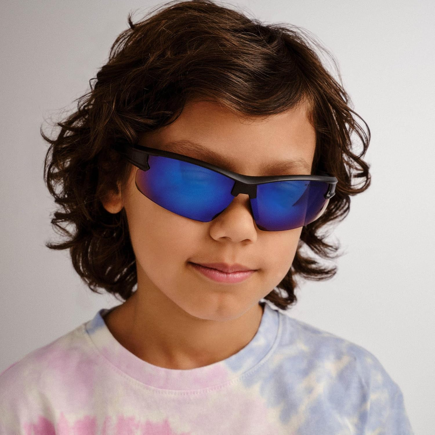 Cancer Council Male Armadillo Junior Matte Black Blue Wrap Sunglasses image number 3